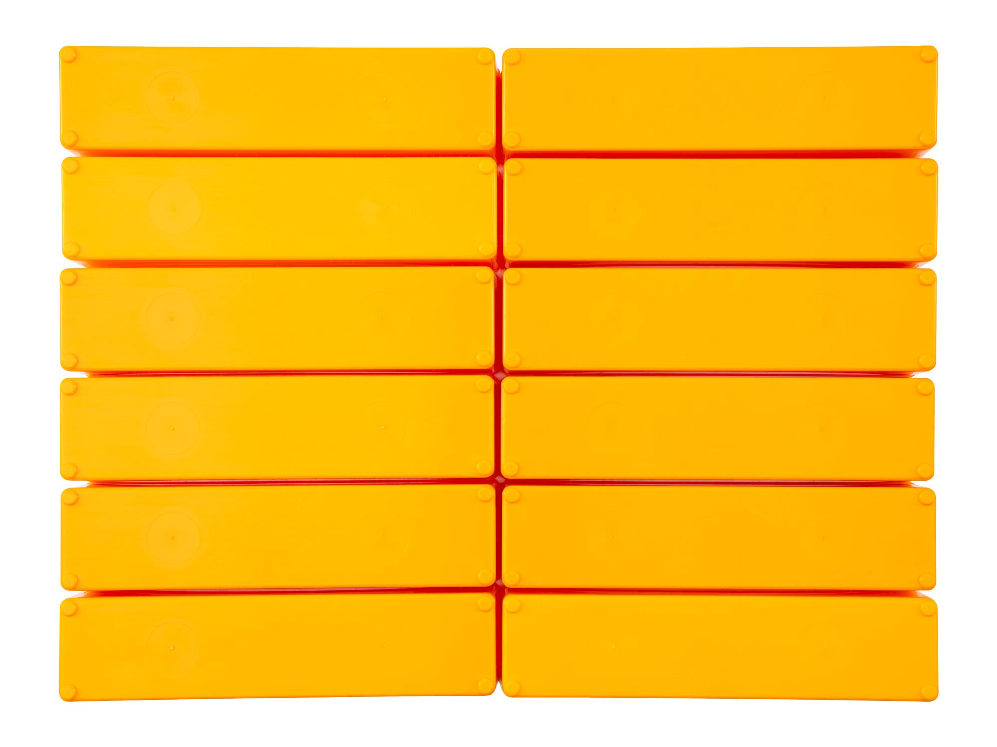 Bottom view of yellow Tekton organizer bin set, 12-piece (2.5 inch height). OLM95034