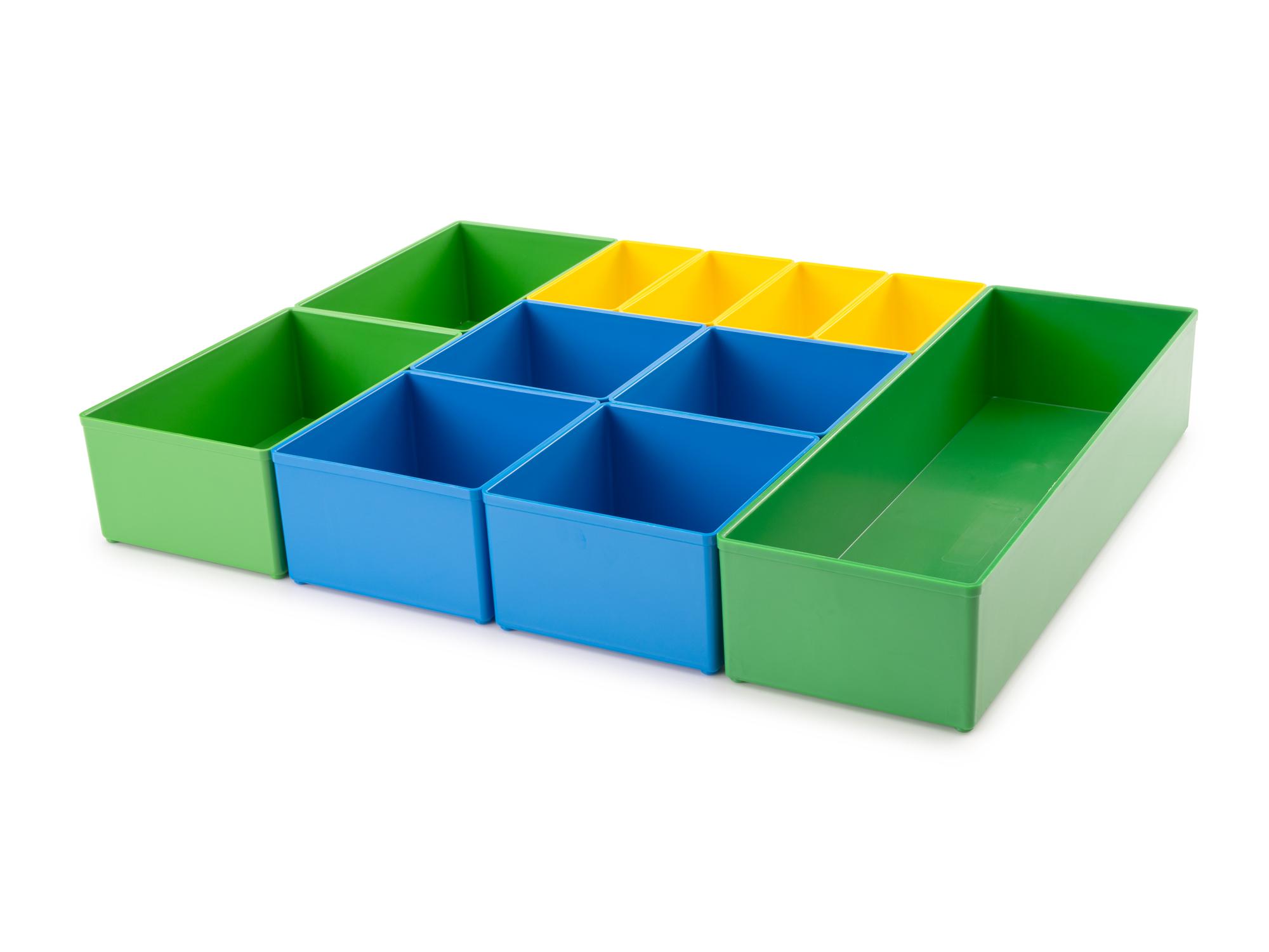 Angled view of Tekton organizer bin set, 11-piece (2.5 inch height). OLM95039