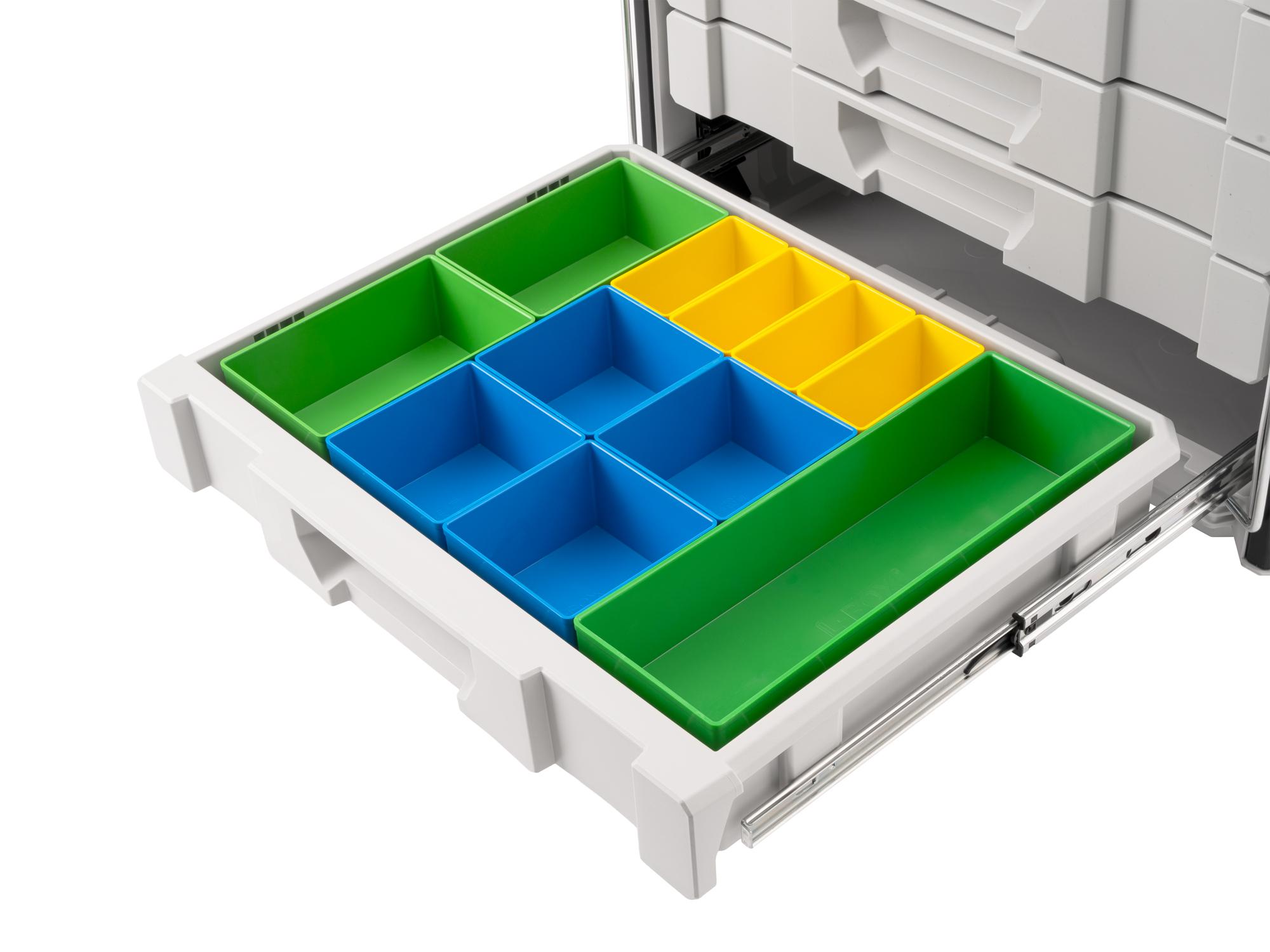 Angled view of Tekton organizer bin set, 11-piece (2.5 inch height). OLM95039