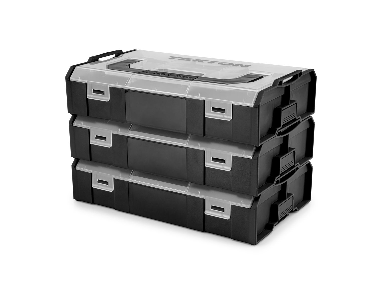 TEKTON Black Mini Stacking Tool Box Set with Dividers, 3-Piece (L-BOXX Mini)