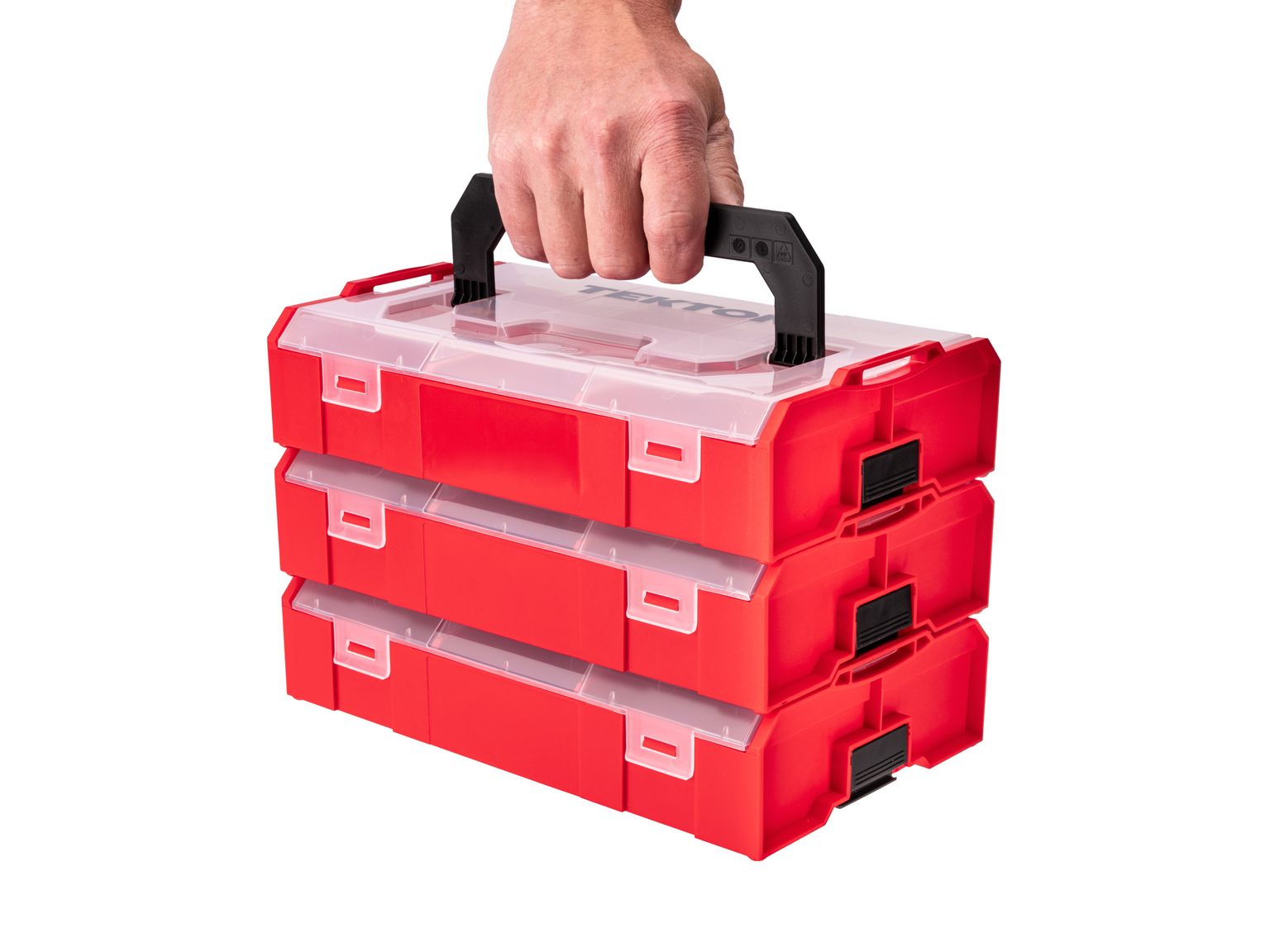 TEKTON Red Mini Stacking Tool Box Set with Dividers, 3-Piece (L-BOXX Mini)