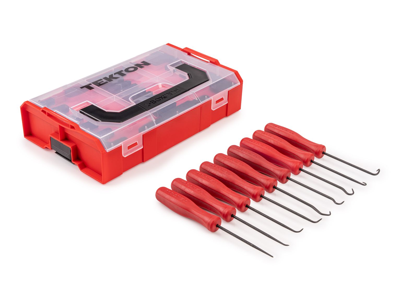 Laid out contents of Tekton stacking organization system set. Item #PNH90702