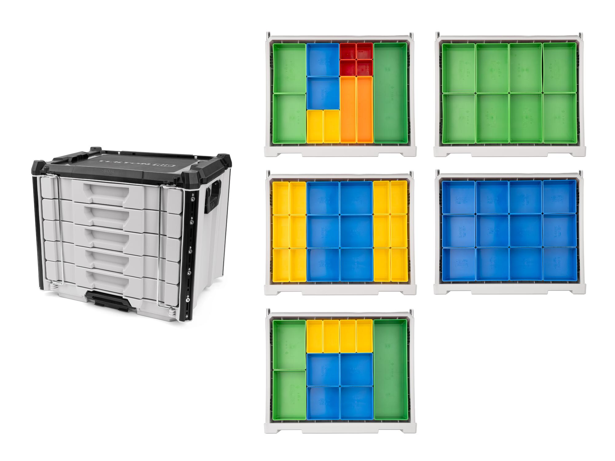 RIG 5-Drawer Tool Box with Organizer Bins (Lunar White)