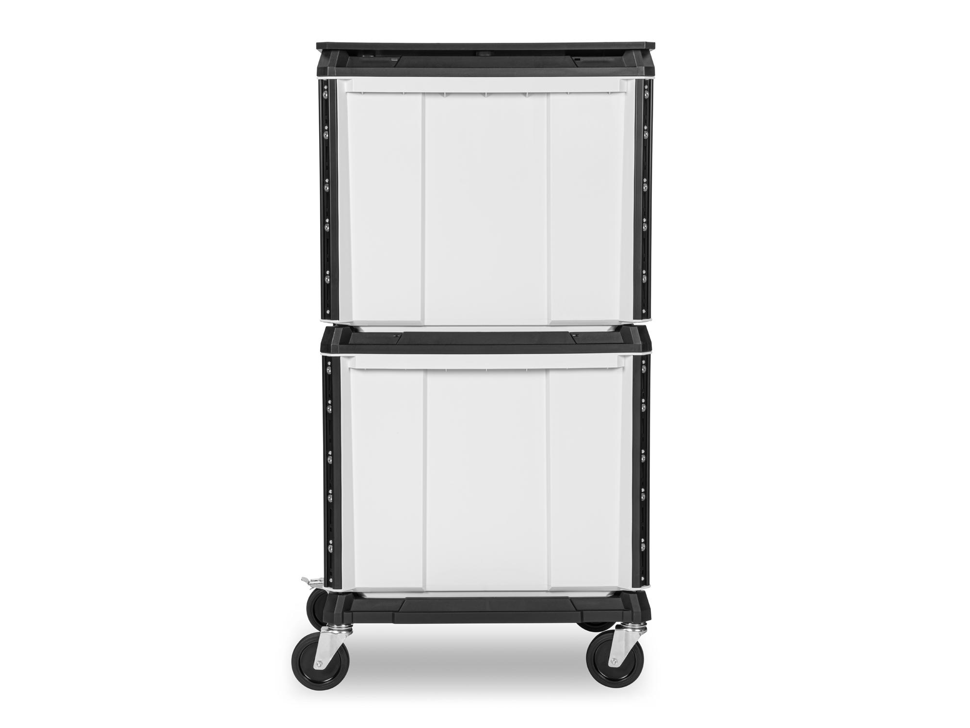Back view of lunar white Tekton RIG 10-Drawer Tool Cart. RIG99100