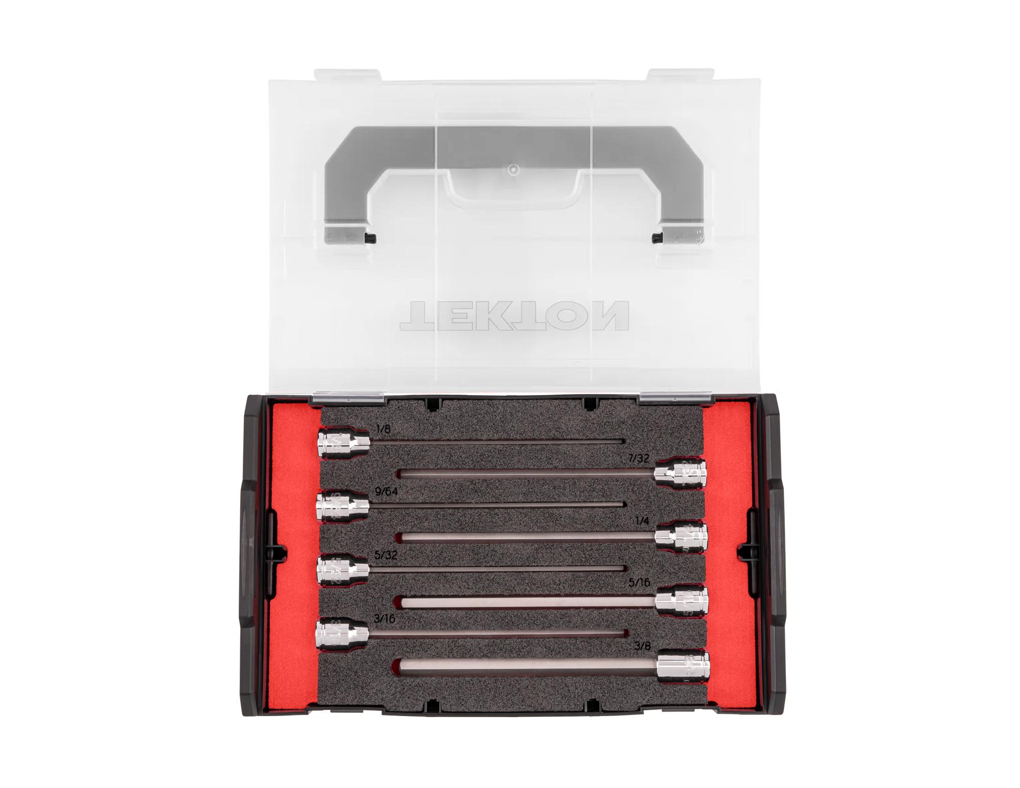 Top view of Tekton hand drive bit socket set. Item #SHB91700
