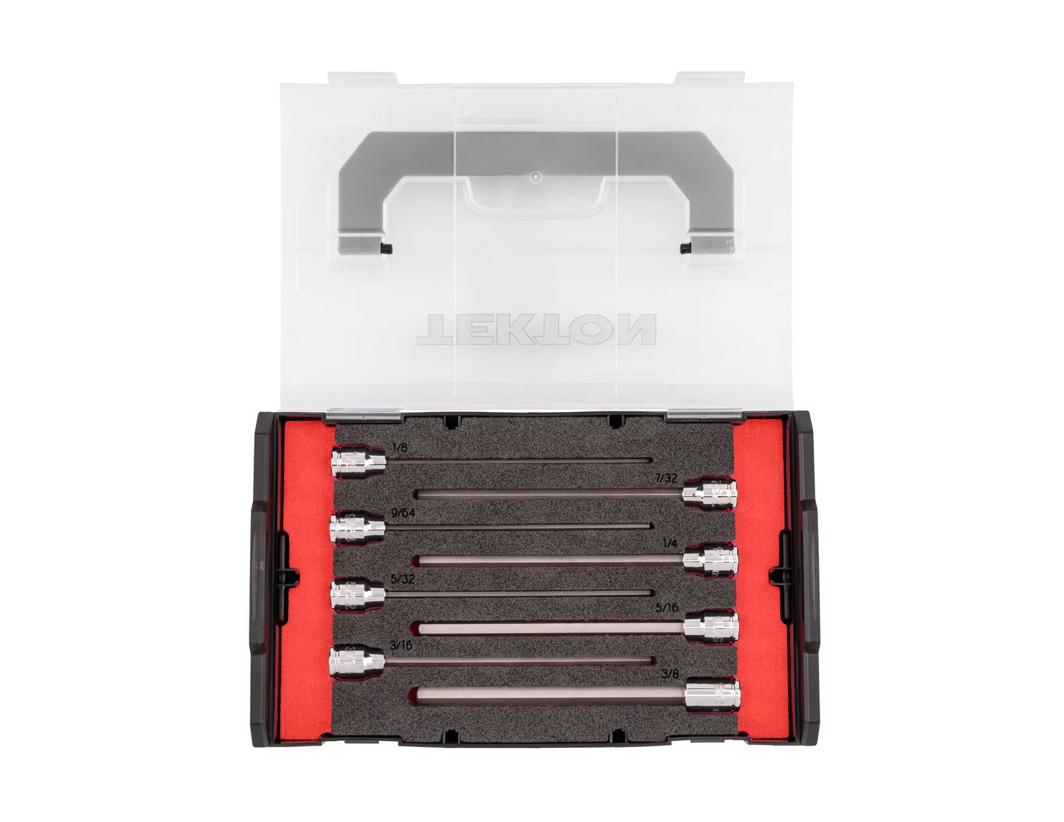 TEKTON 3/8 Inch Drive Long Hex Bit Socket Set with Mini Stacking Tool Box, 8-Piece (1/8 - 3/8 in.)
