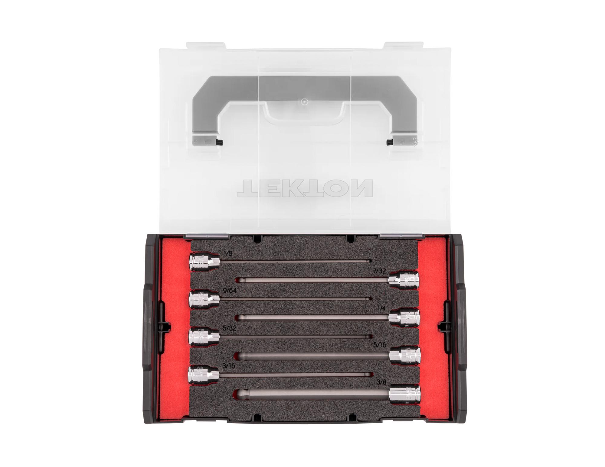 Top view of Tekton hand drive bit socket set. Item #SHB91701