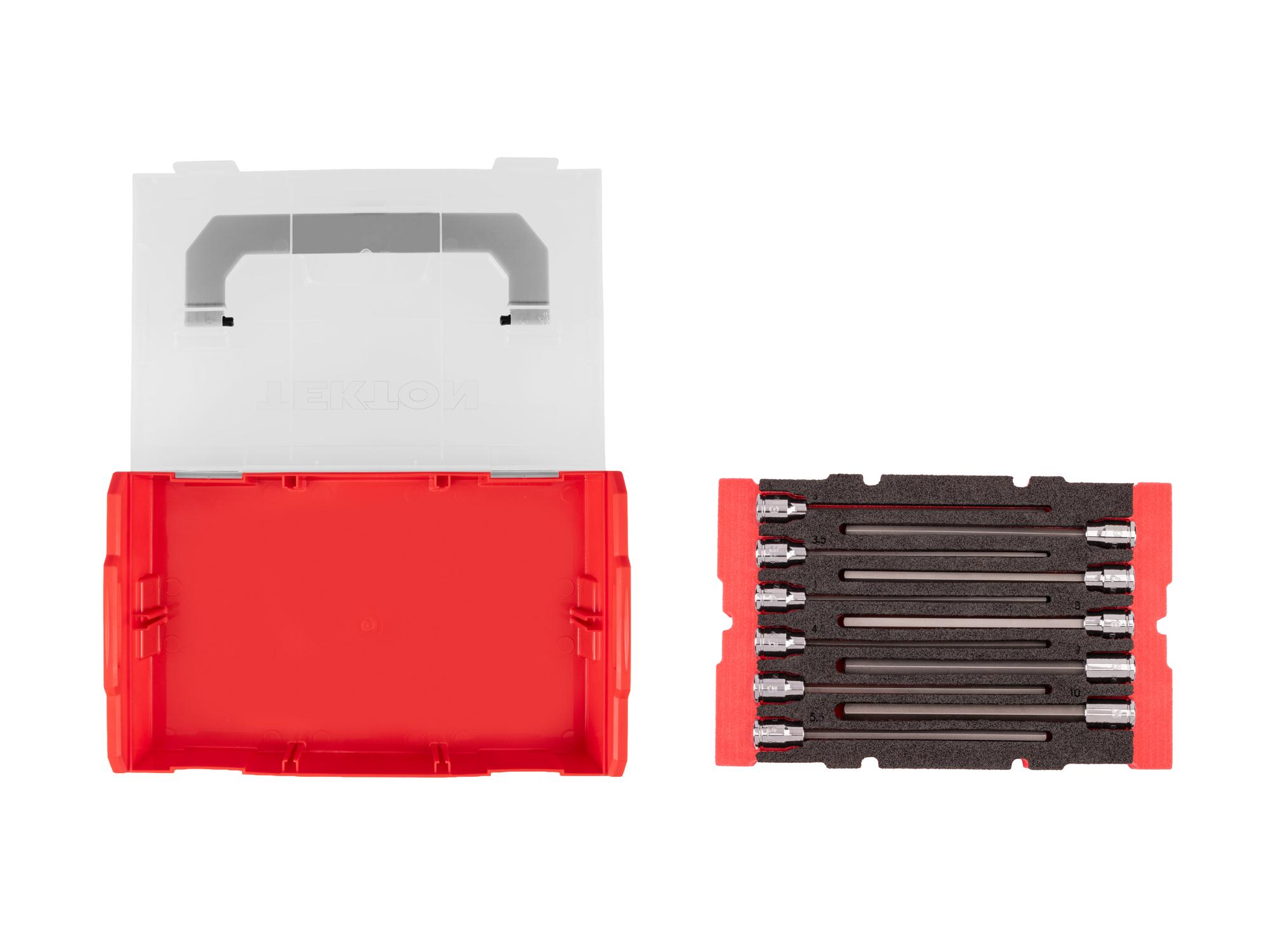 Laid out contents of Tekton hand drive bit socket set. Item #SHB91702