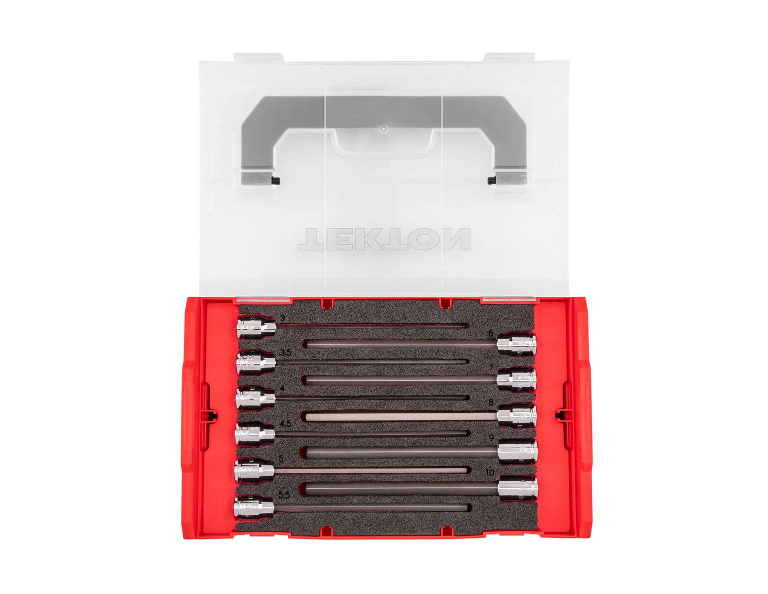 TEKTON 3/8 Inch Drive Long Hex Bit Socket Set with Mini Stacking Tool Box, 11-Piece (3 - 10 mm)