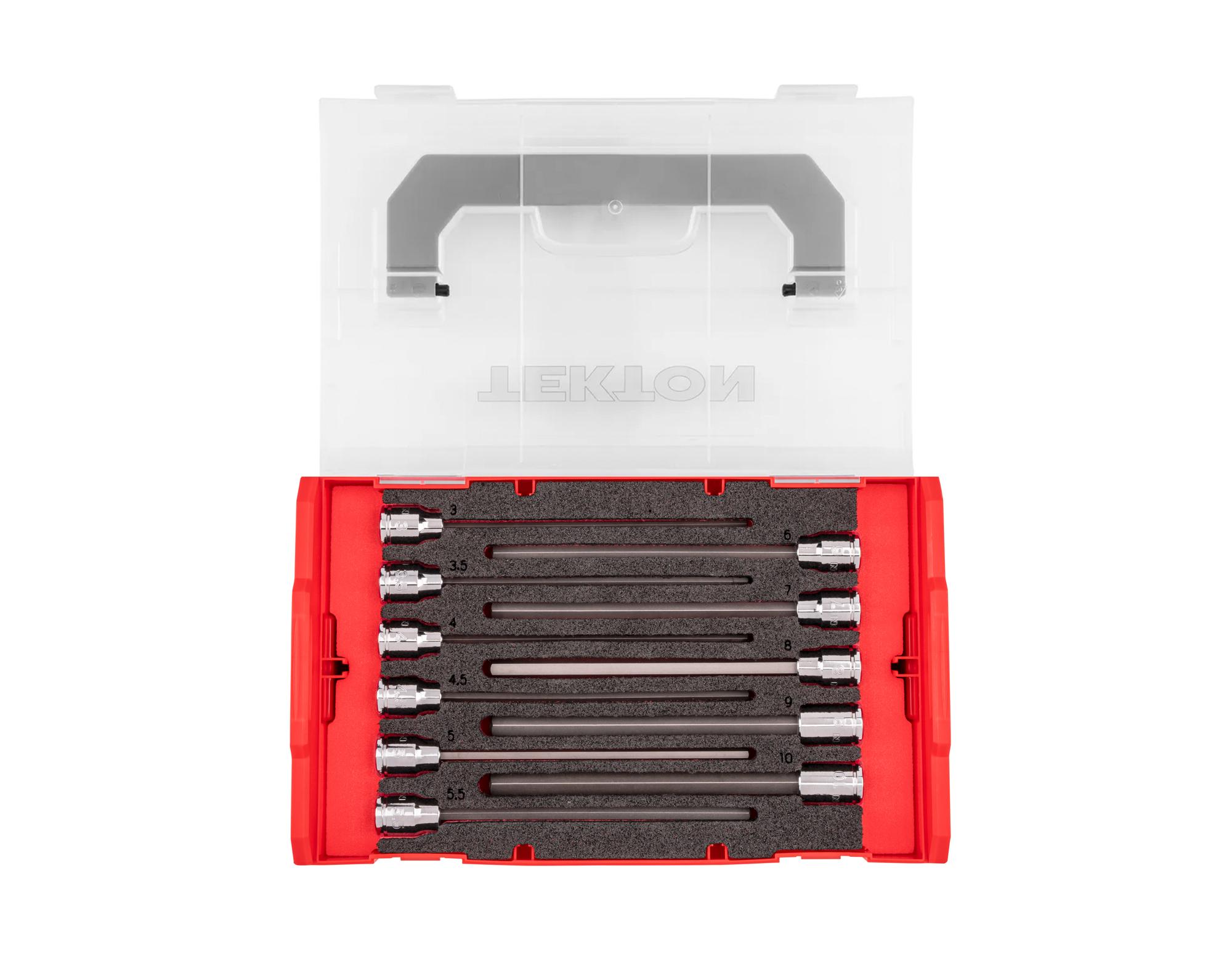 Top view of Tekton hand drive bit socket set. Item #SHB91702