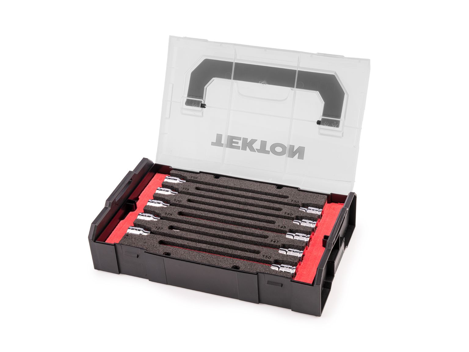 TEKTON 3/8 Inch Drive Long Torx Bit Socket Set with Mini Stacking Tool Box, 10-Piece (T10 - T50)