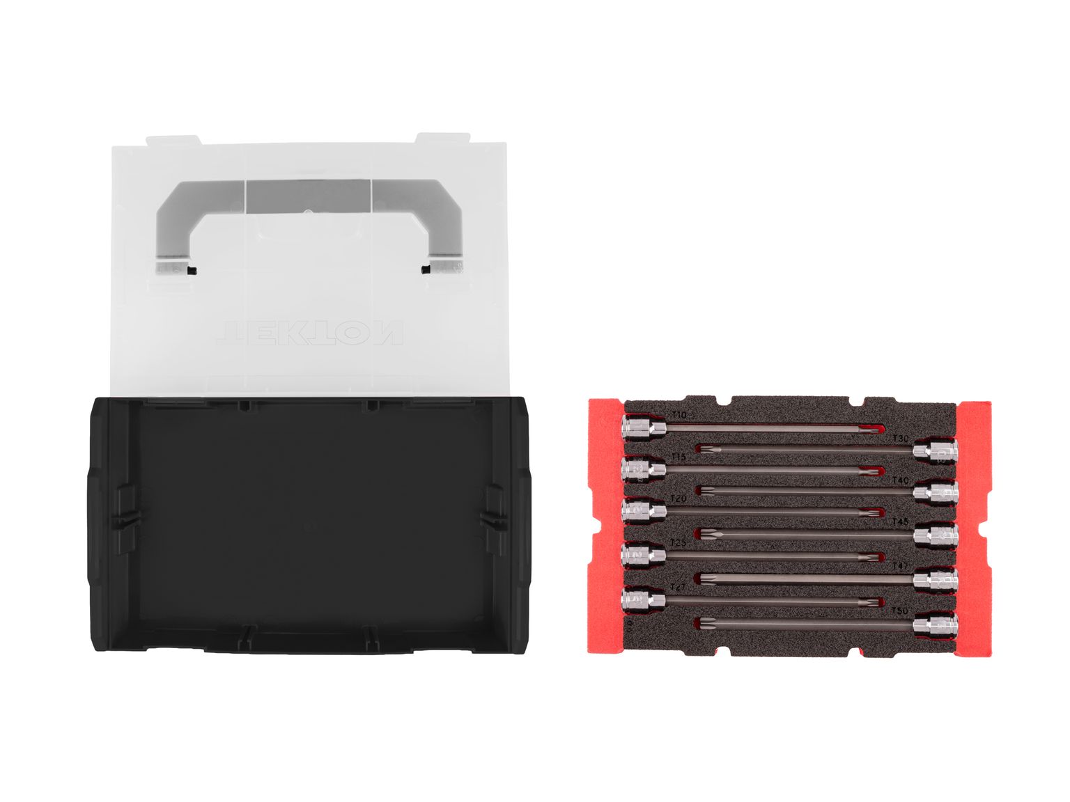 TEKTON 3/8 Inch Drive Long Torx Bit Socket Set with Mini Stacking Tool Box, 10-Piece (T10 - T50)