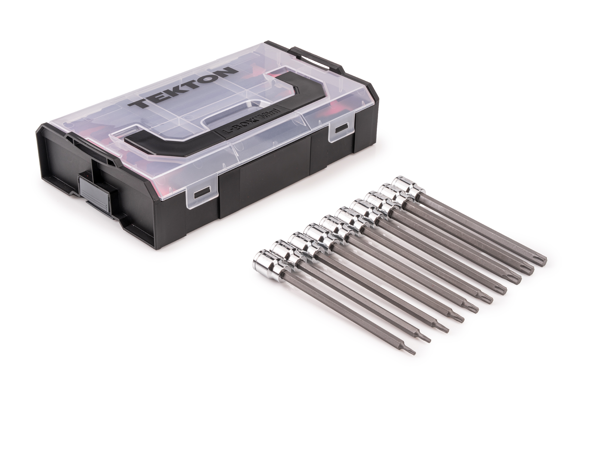 Txx30x　8台セット 3/8 Inch Drive Long Torx Bit Socket Set in Mini Tool Box | TEKTON