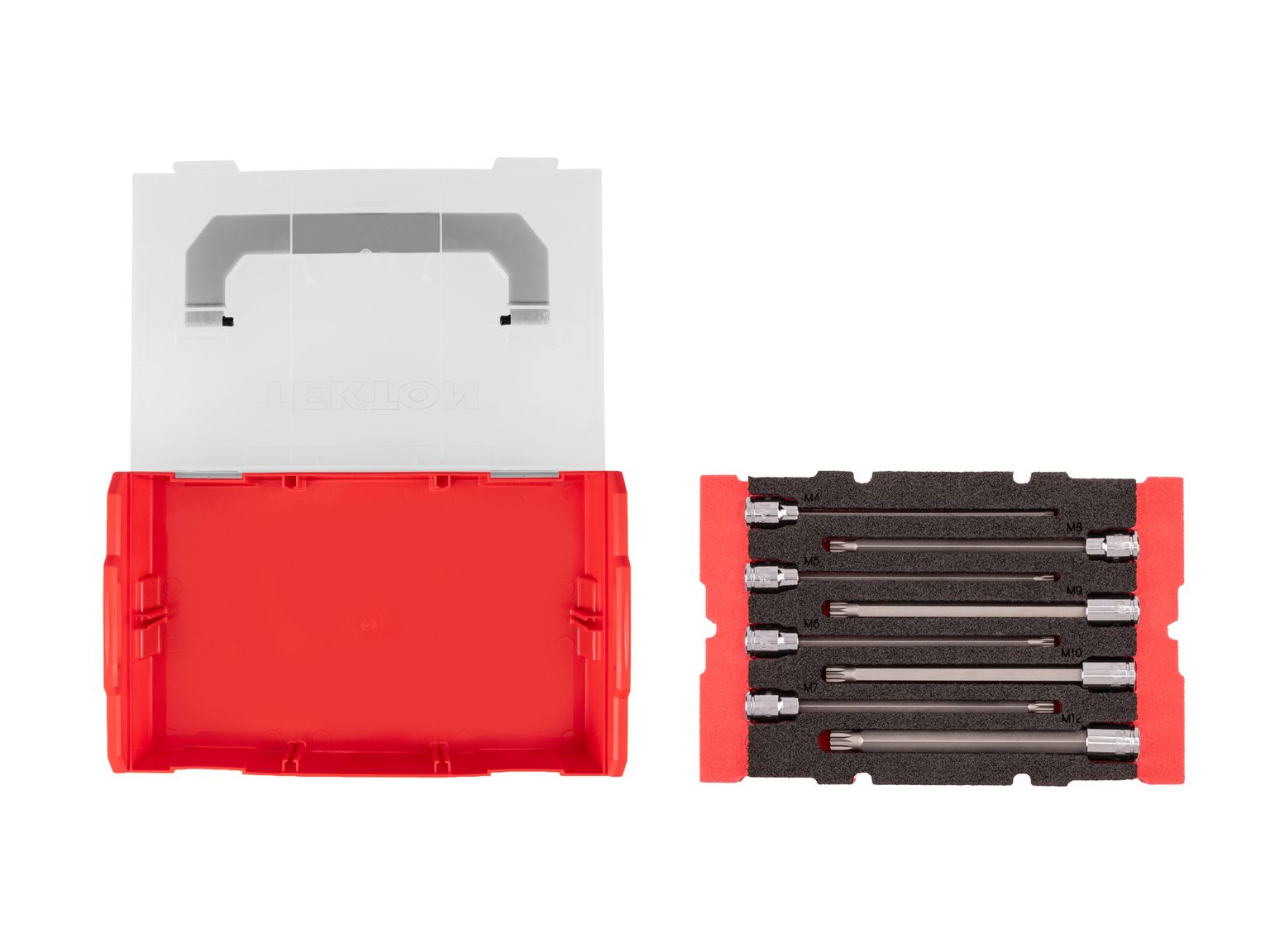 TEKTON 3/8 Inch Drive Long Triple Square Bit Socket Set with Mini Stacking Tool Box, 8-Piece (M4 - M12)