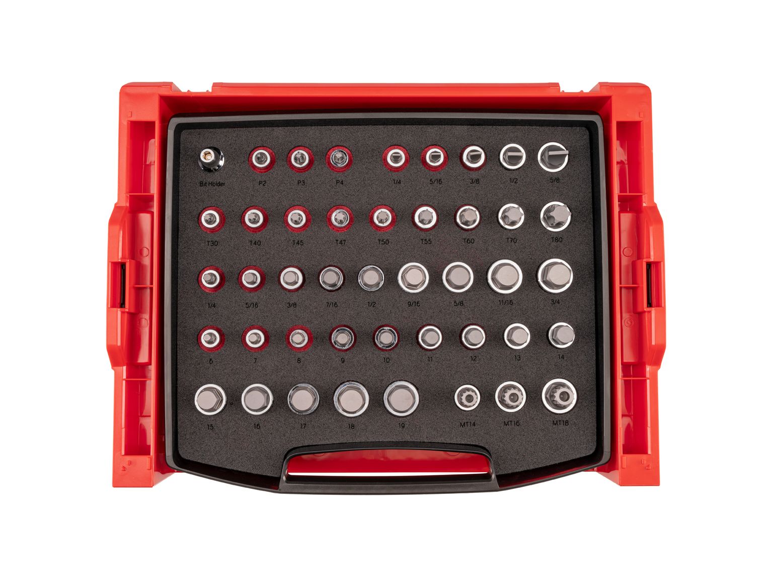 Top view of Tekton stacking organization system set. Item #SHB92701