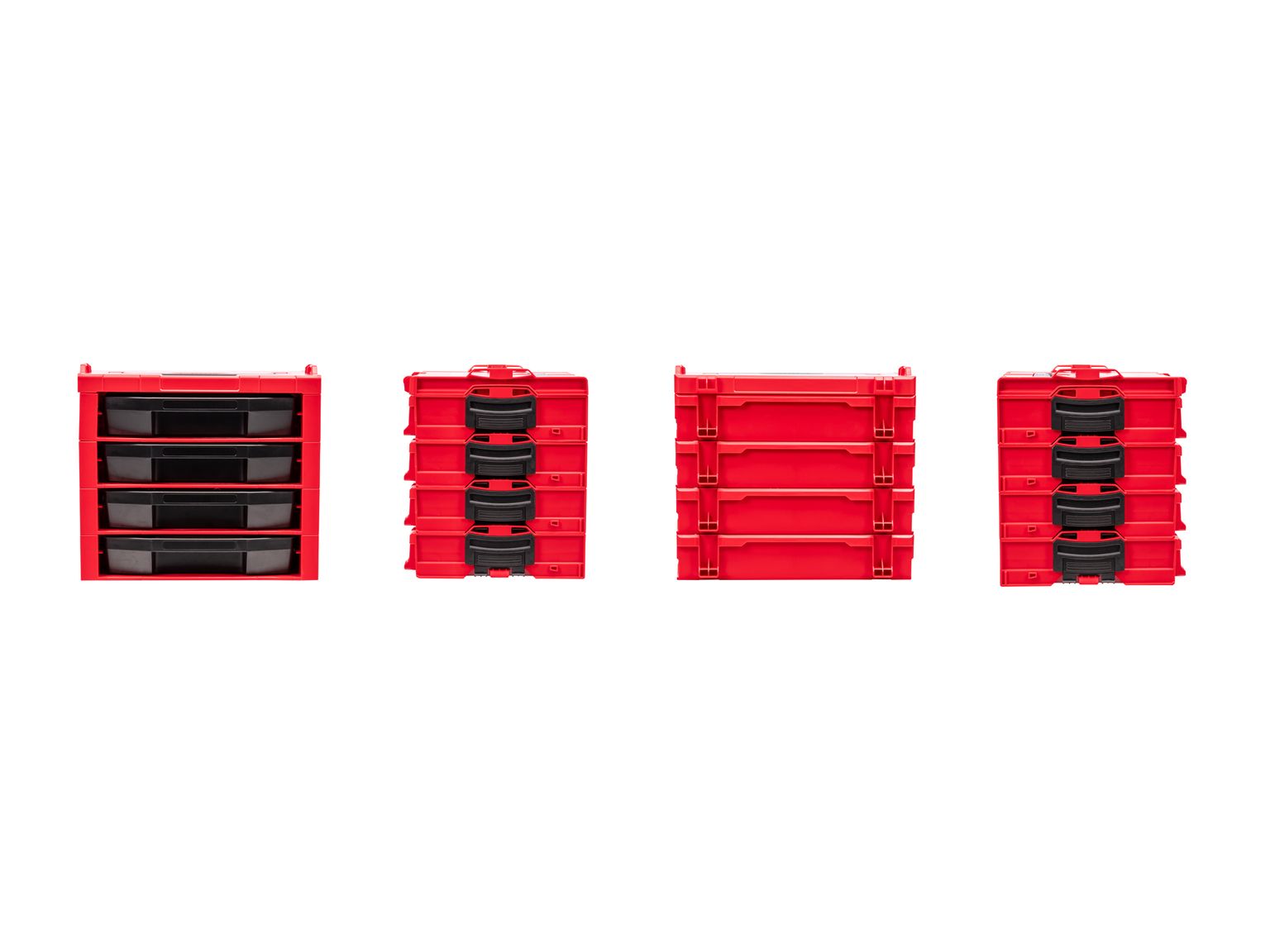 Side view of Tekton stacking organization system set. Item #SHB99701