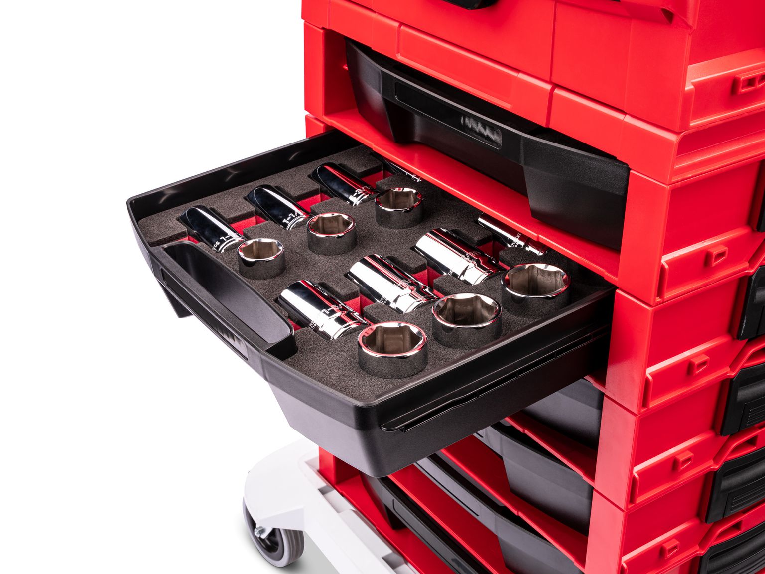 Example shown of Tekton stacking organization system set. Item #SHD92701