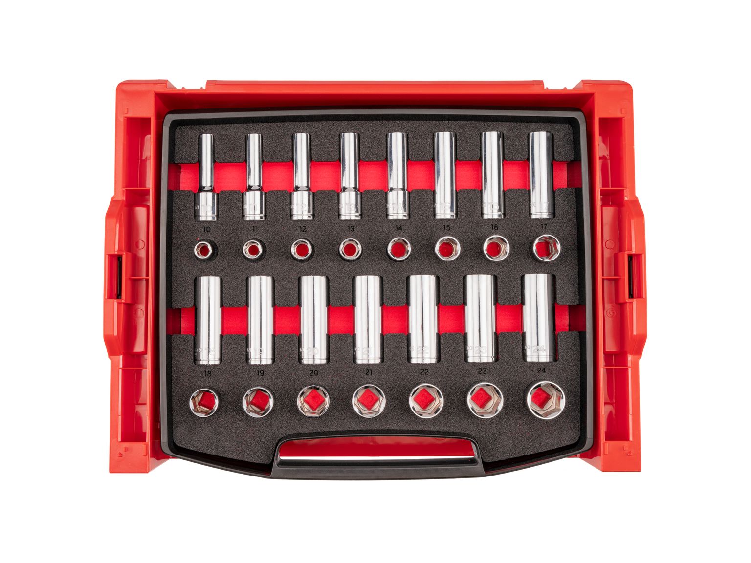 Top view of Tekton stacking organization system set. Item #SHD92702