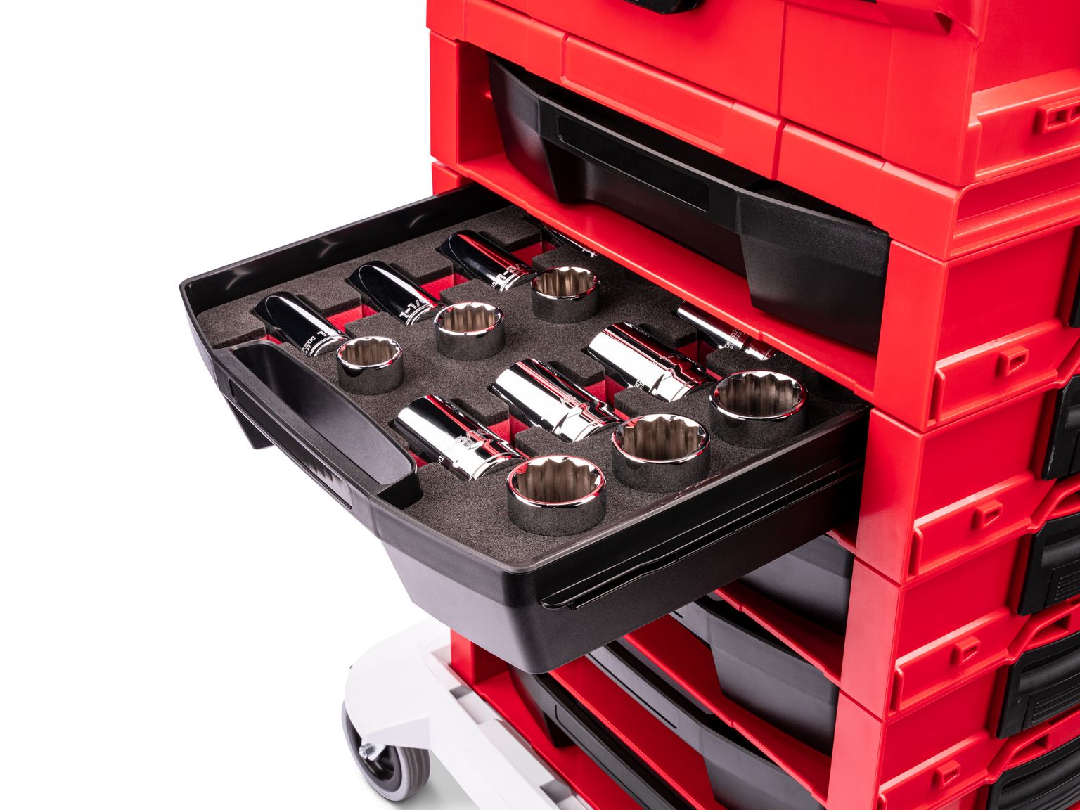 Example shown of Tekton stacking organization system set. Item #SHD92706