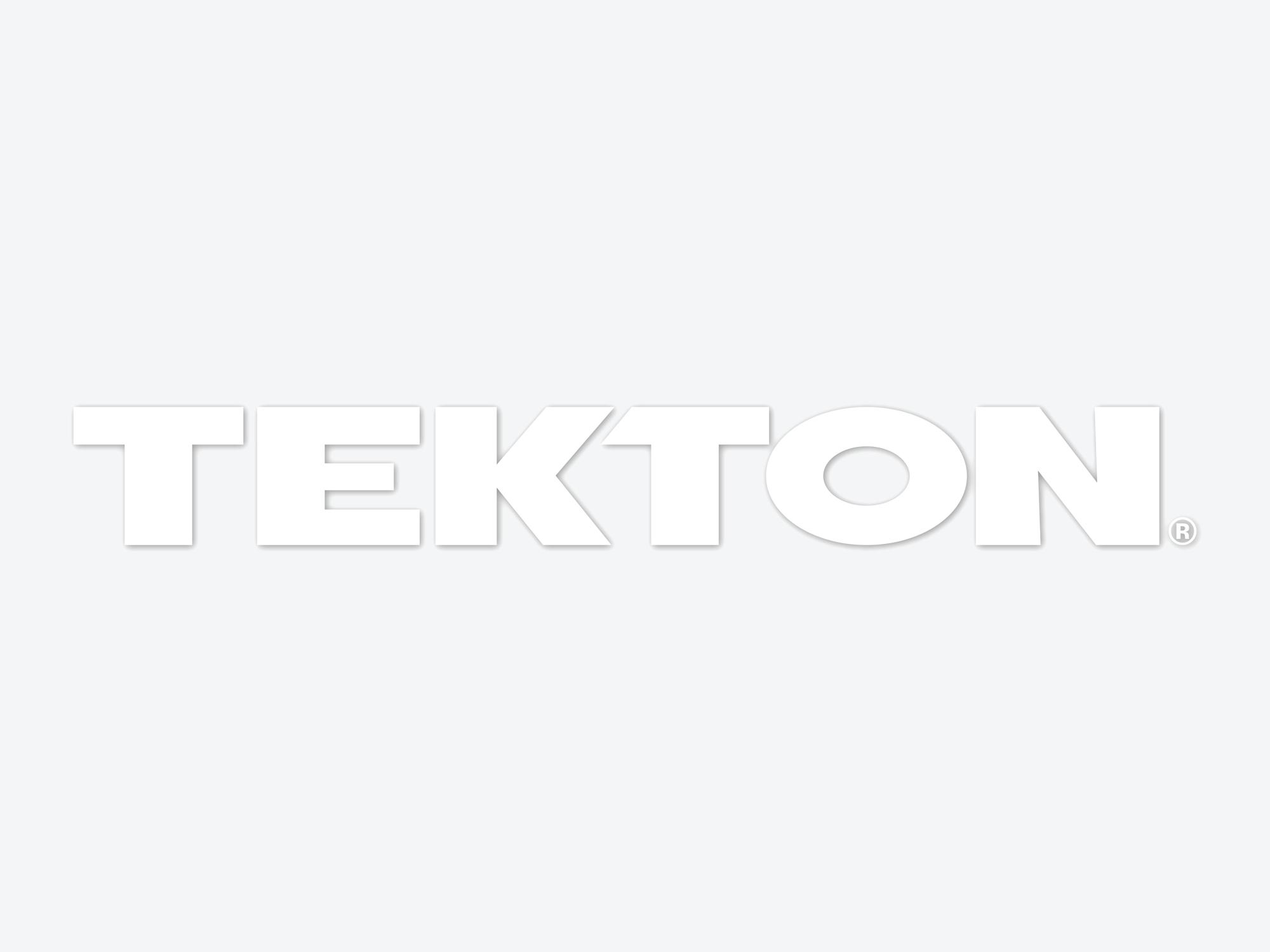Front view of white Tekton sticker. Item #APG51002