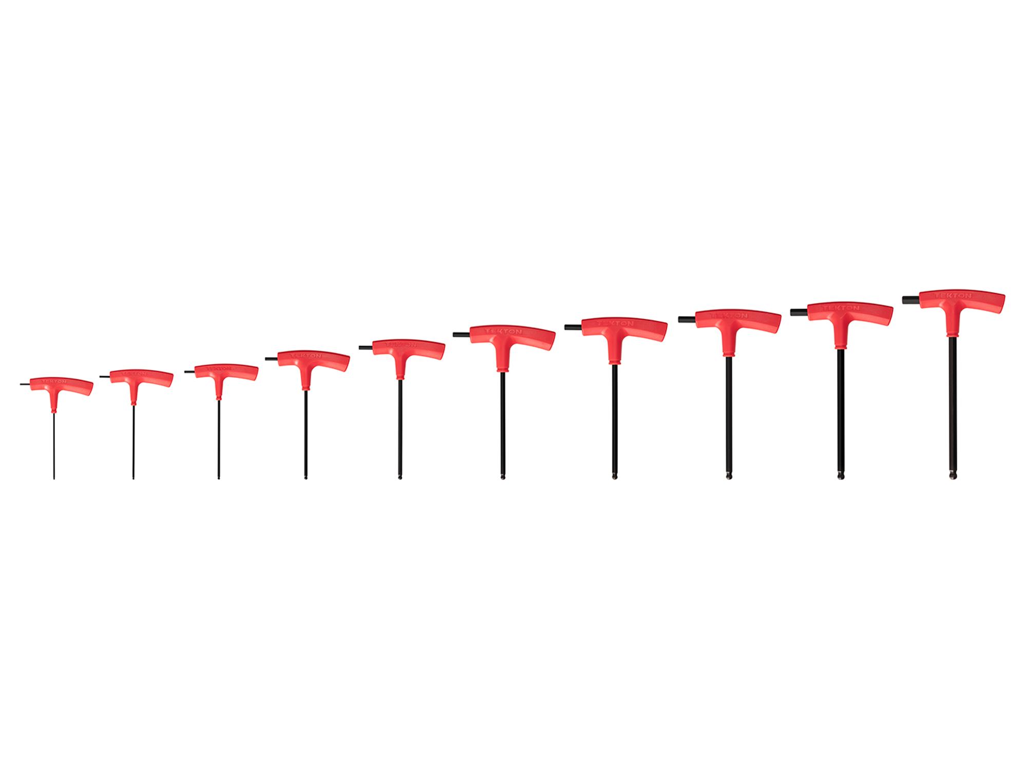 Front view of Tekton t-handle key set. Item #KTX90201
