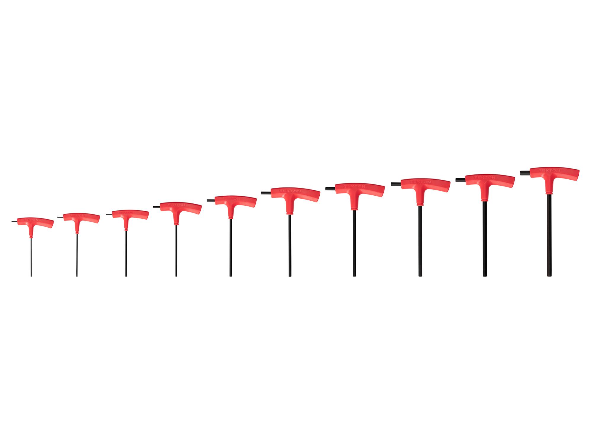 Front view of Tekton t-handle key set. Item #KTX90202