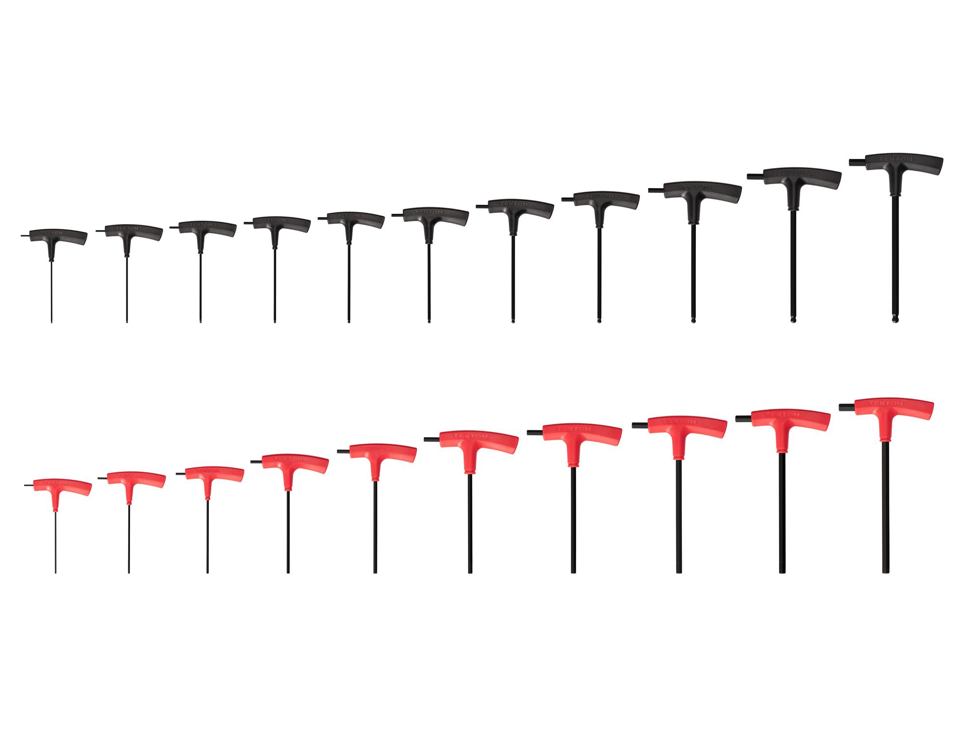 Front view of Tekton t-handle key set. Item #KTX90302