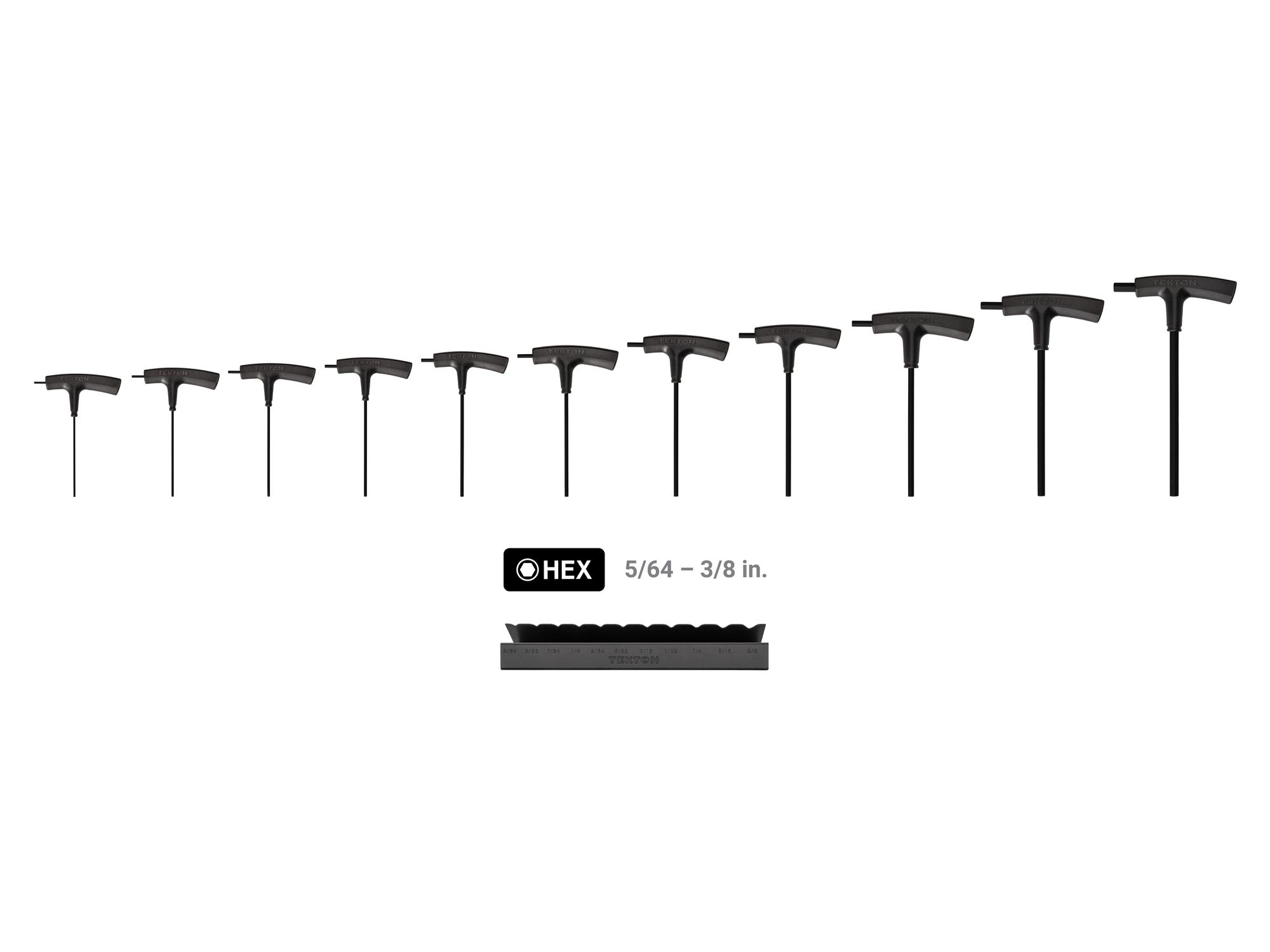 Laid out contents of Tekton stand t-handle key set. Item #KTX92102
