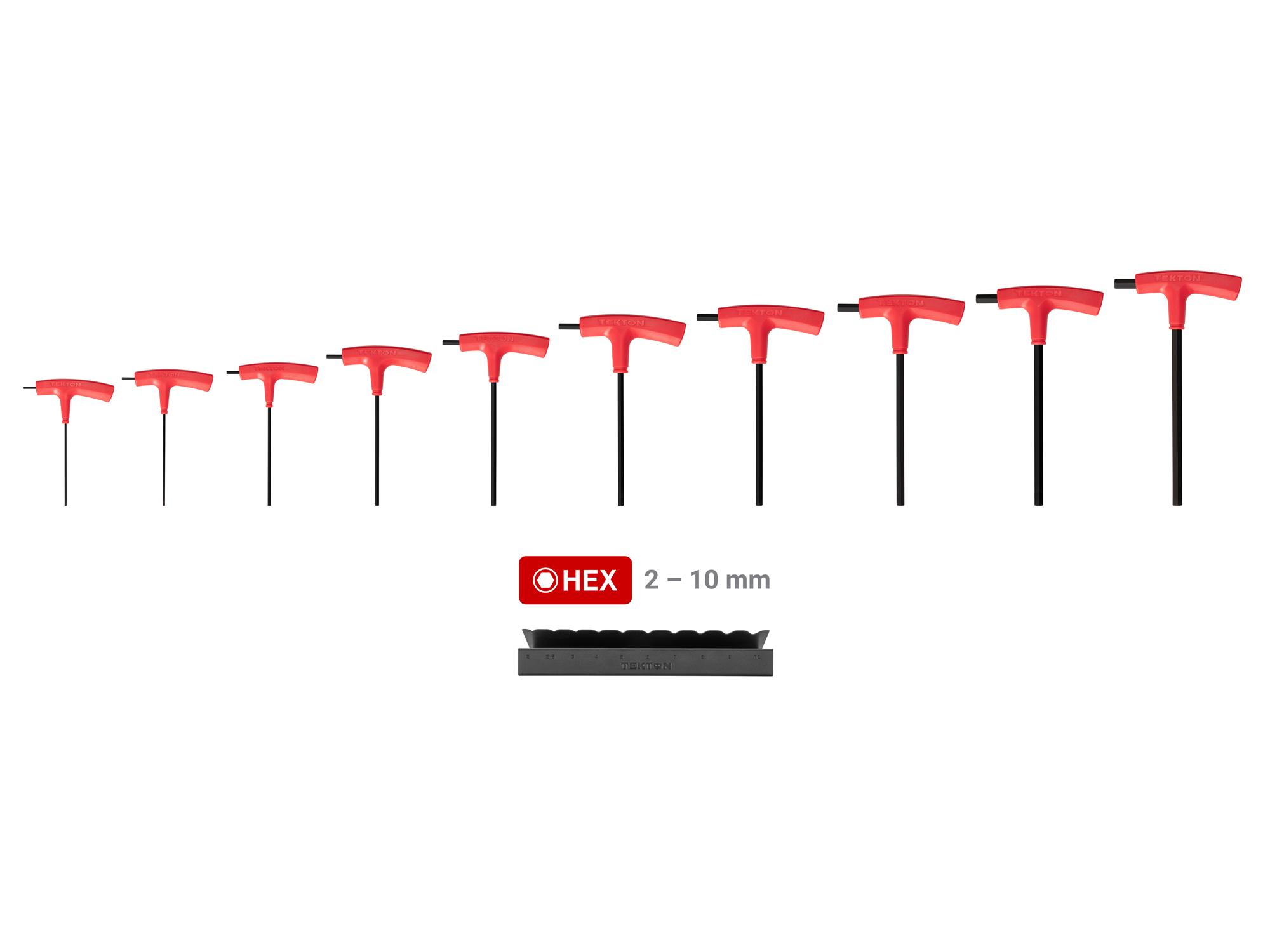 Laid out contents of Tekton stand t-handle key set. Item #KTX92202