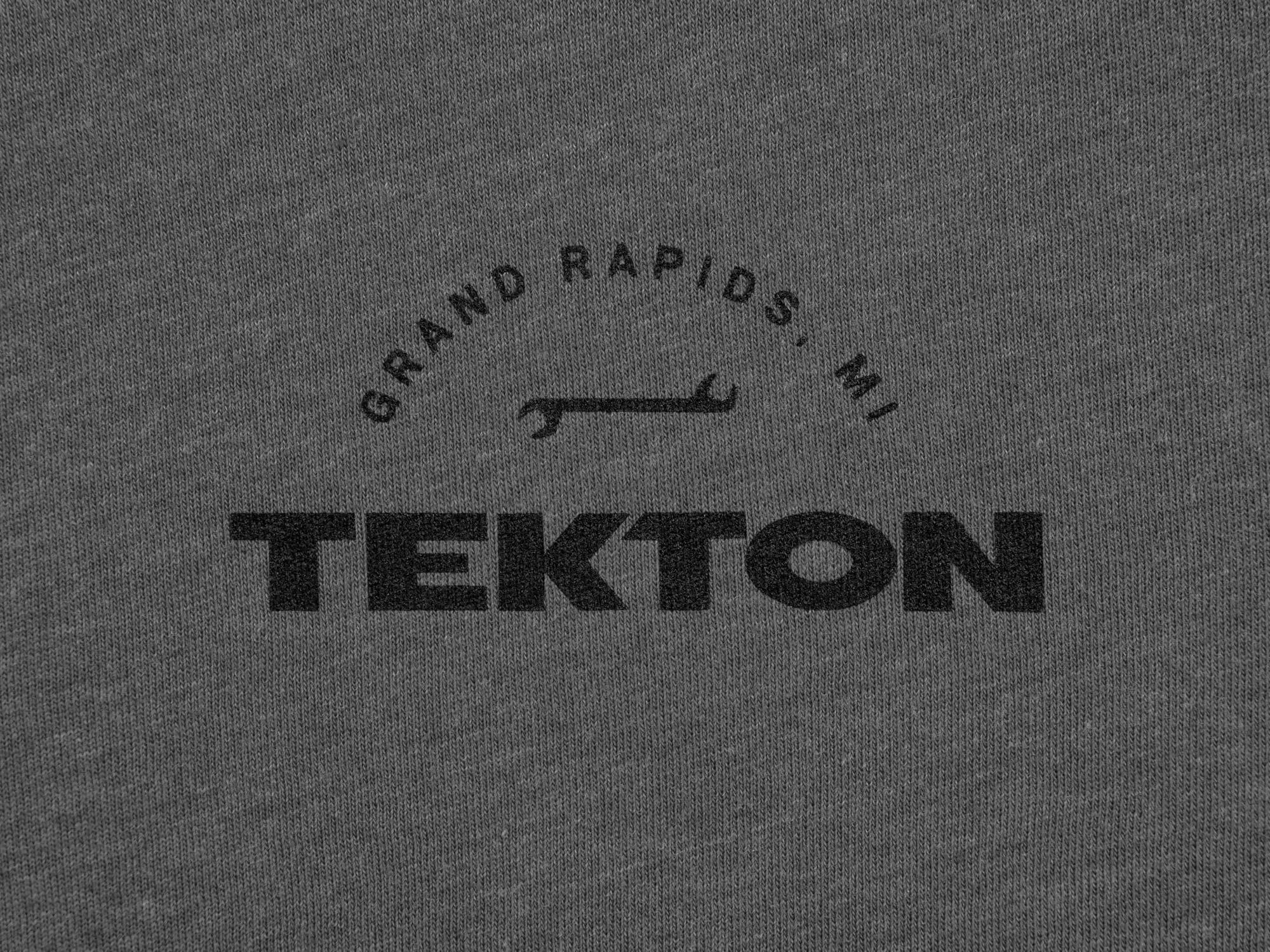 Closeup view of Tekton tee. Item #0