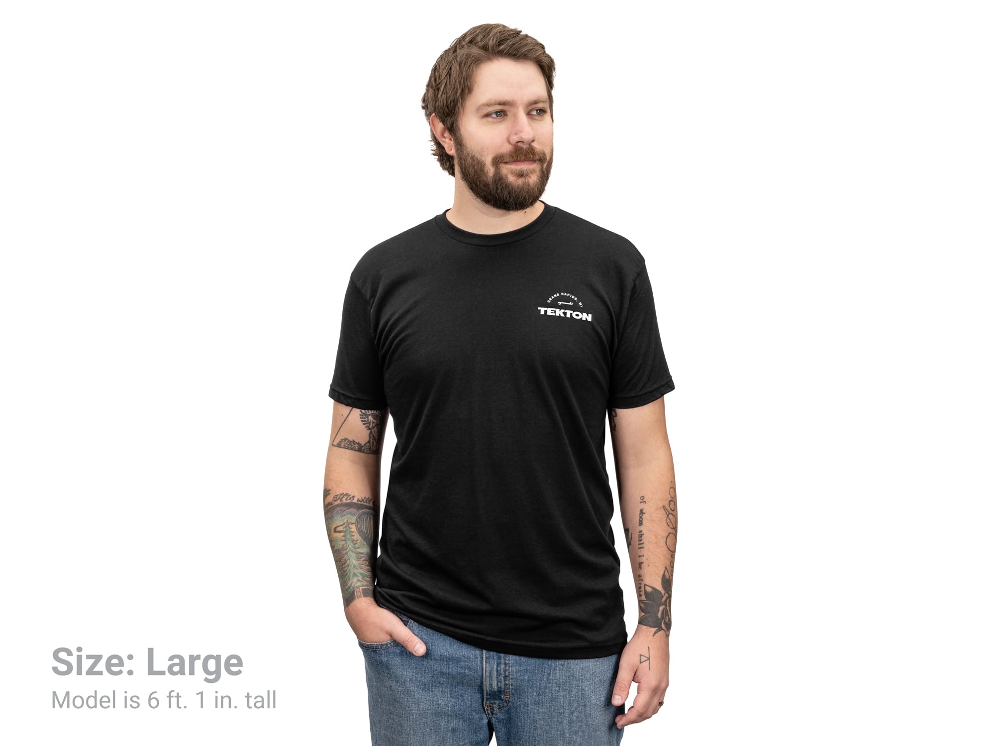 The Tekton unisex t-shirt is made from 60% cotton and 40% polyester, with an easy tear away tag at the back of the neck for a smooth, scratchless collar. APG32027.