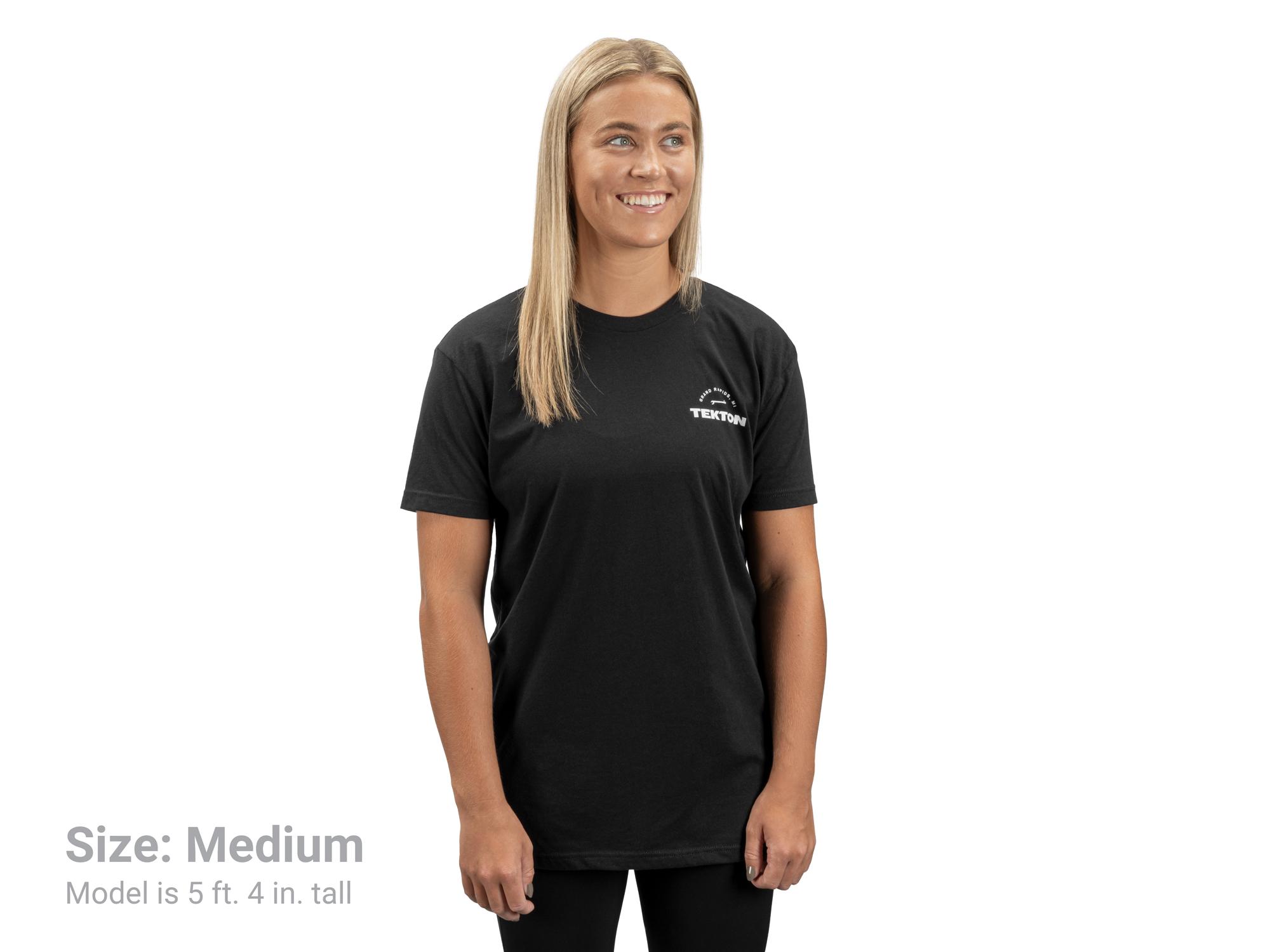 Front view of black Tekton tee. Item #APG32026