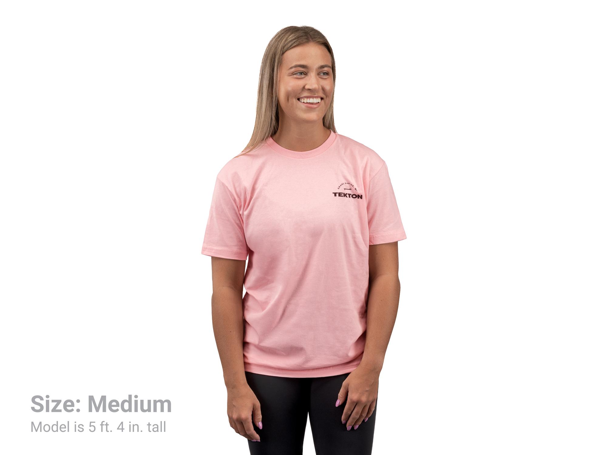 Front view of pink Tekton tee. Item #APG32042