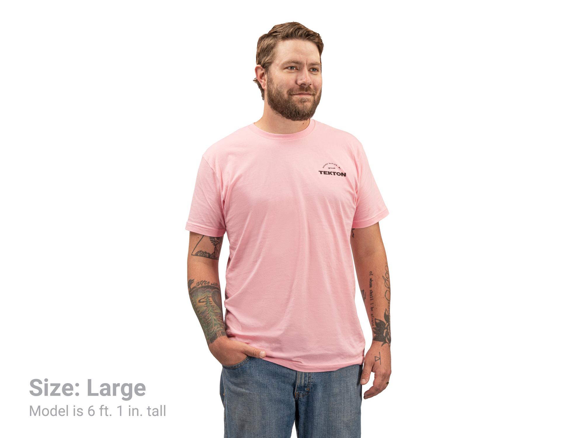 Front view of pink Tekton tee. Item #APG32043