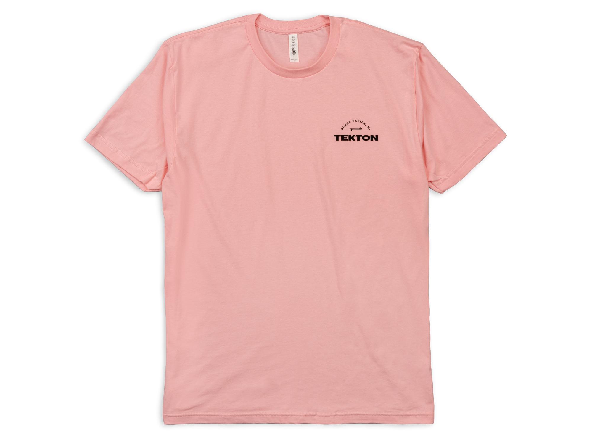 Front view of pink Tekton tee. Item #APG32044