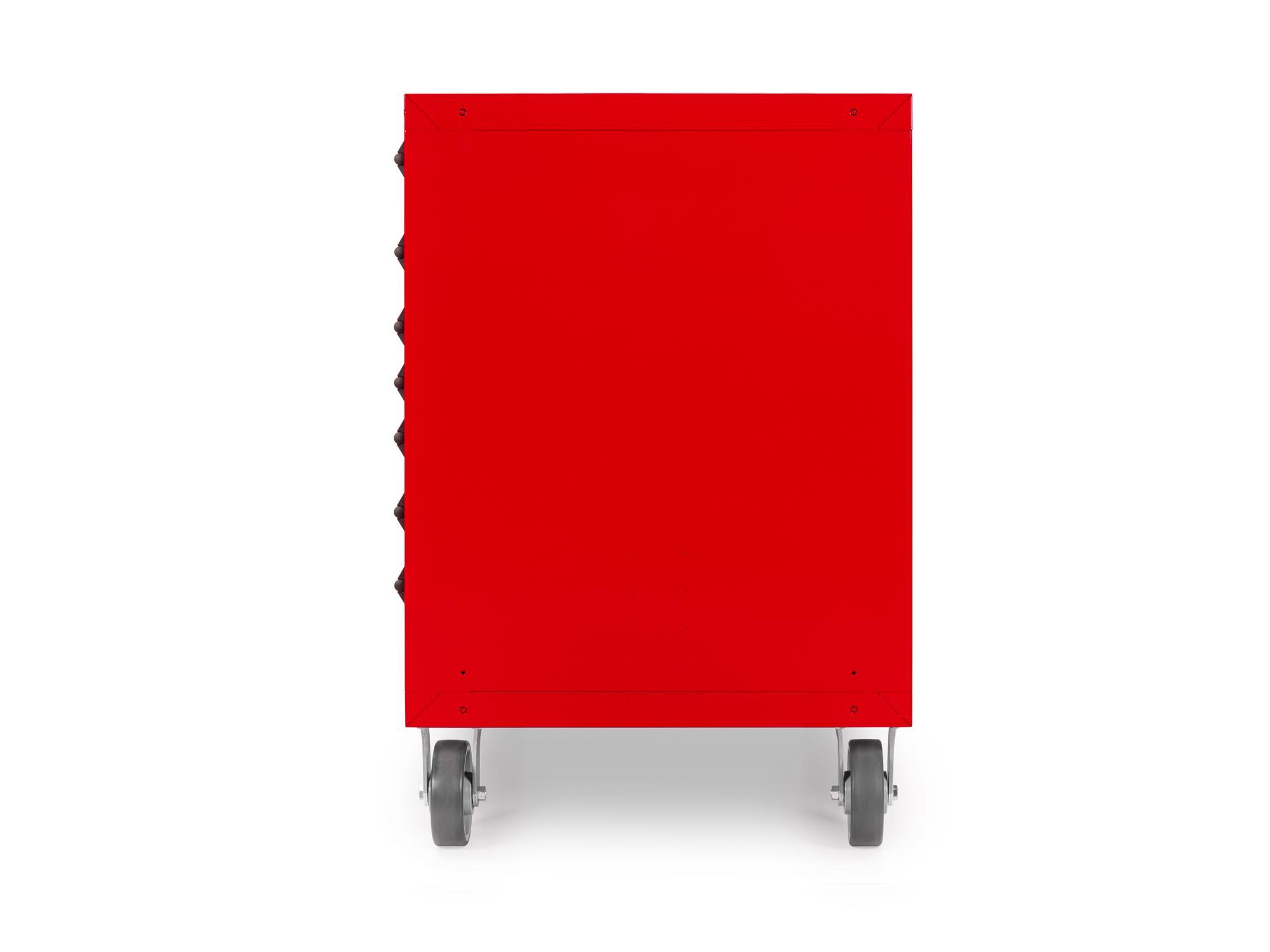 Second side view of red Tekton tool cabinet. Item #OCL43202