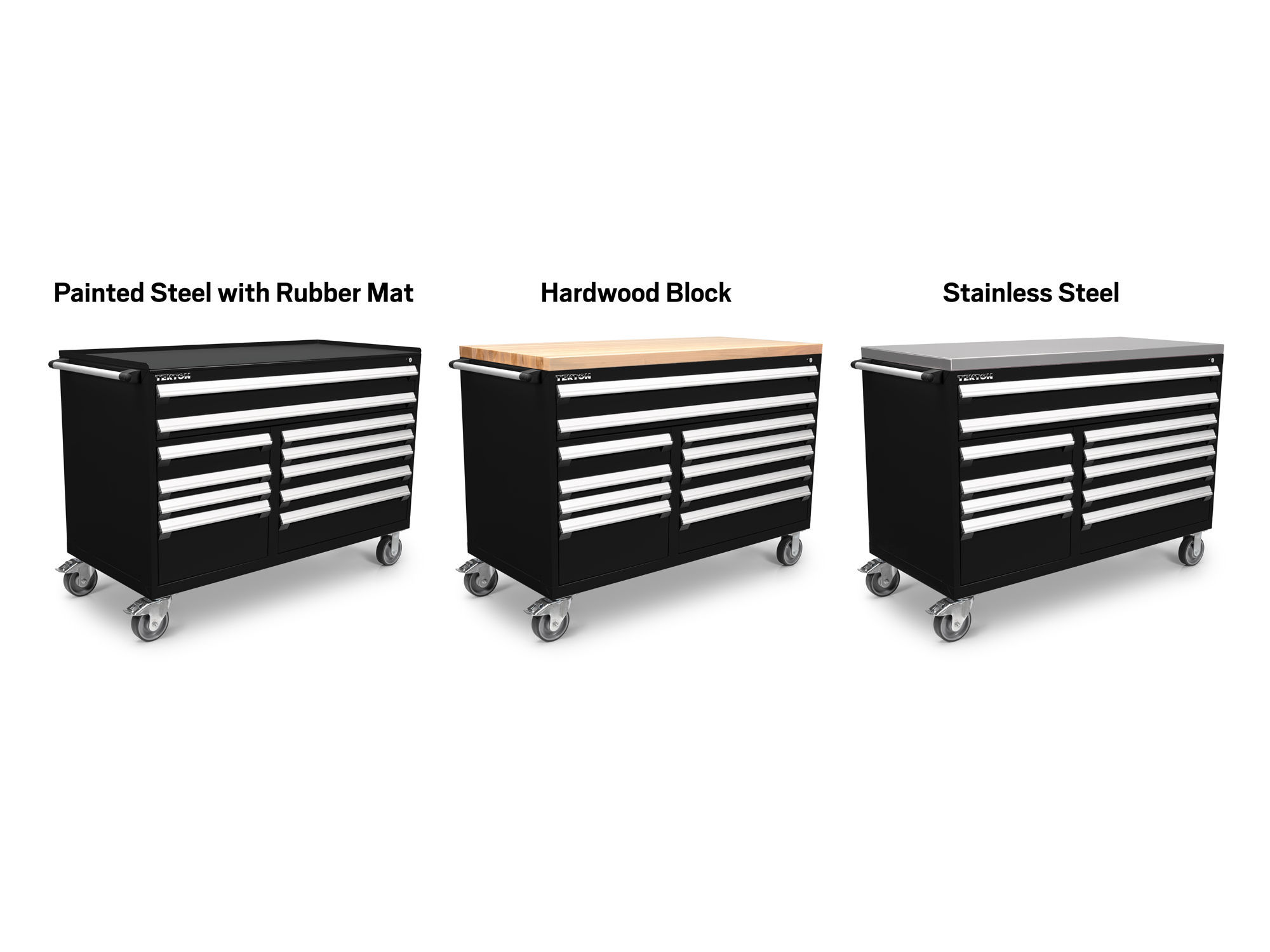 11-Drawer 40/60 Split Bank Cabinet, Black (60 W x 27 D in.) | TEKTON