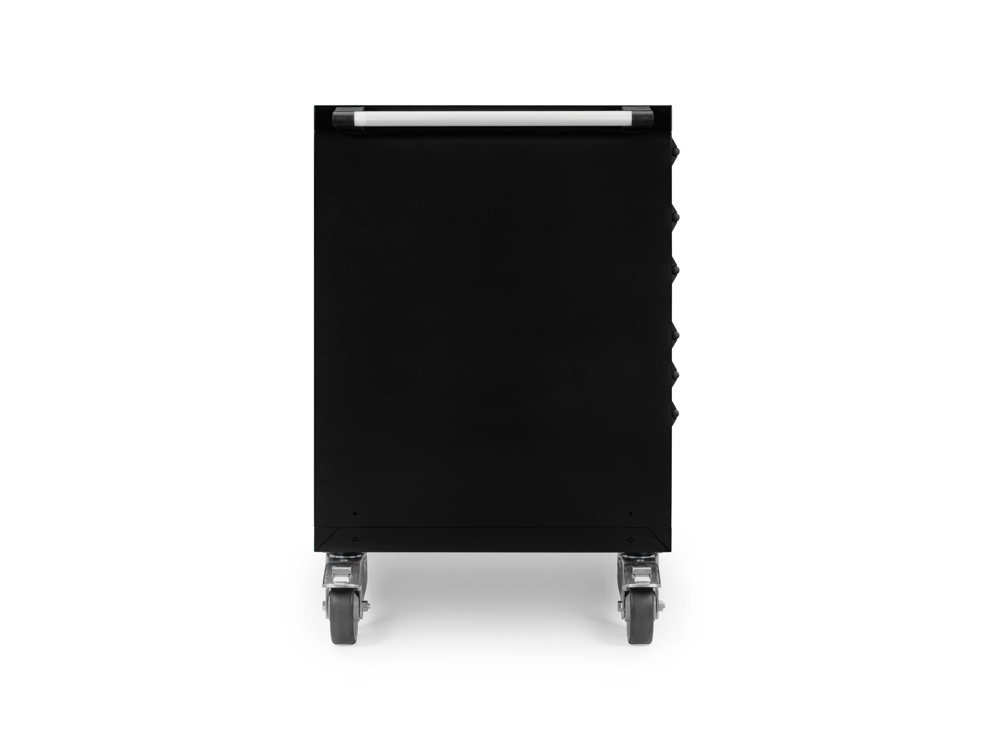 Side view of black Tekton tool cabinet. Item #OCL63102