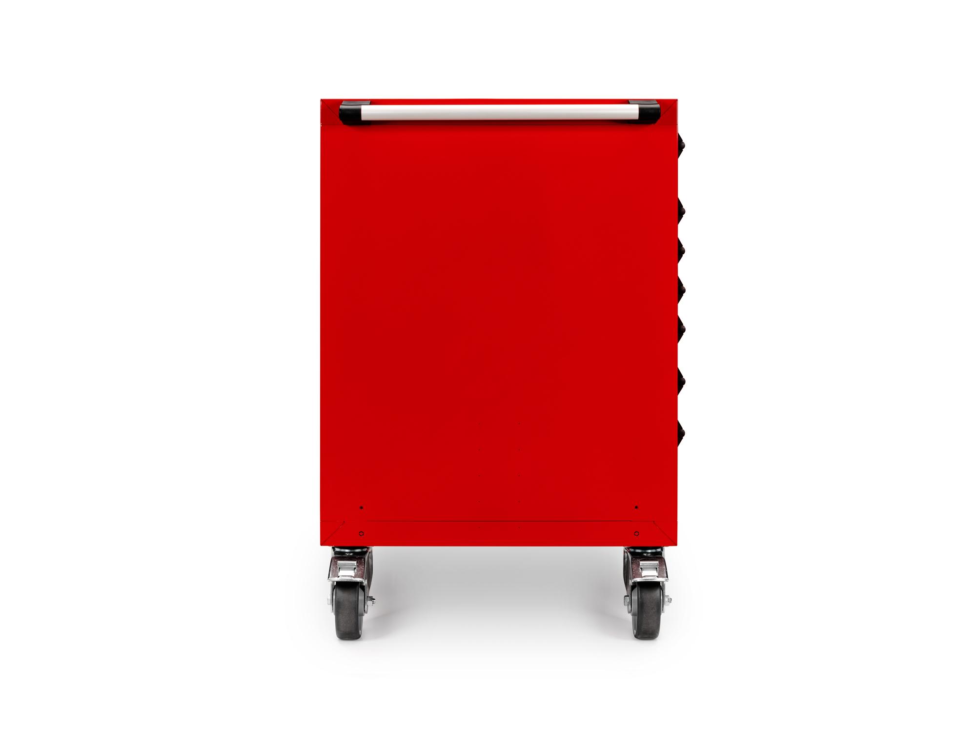 Side view of red Tekton tool cabinet. Item #OCL63200