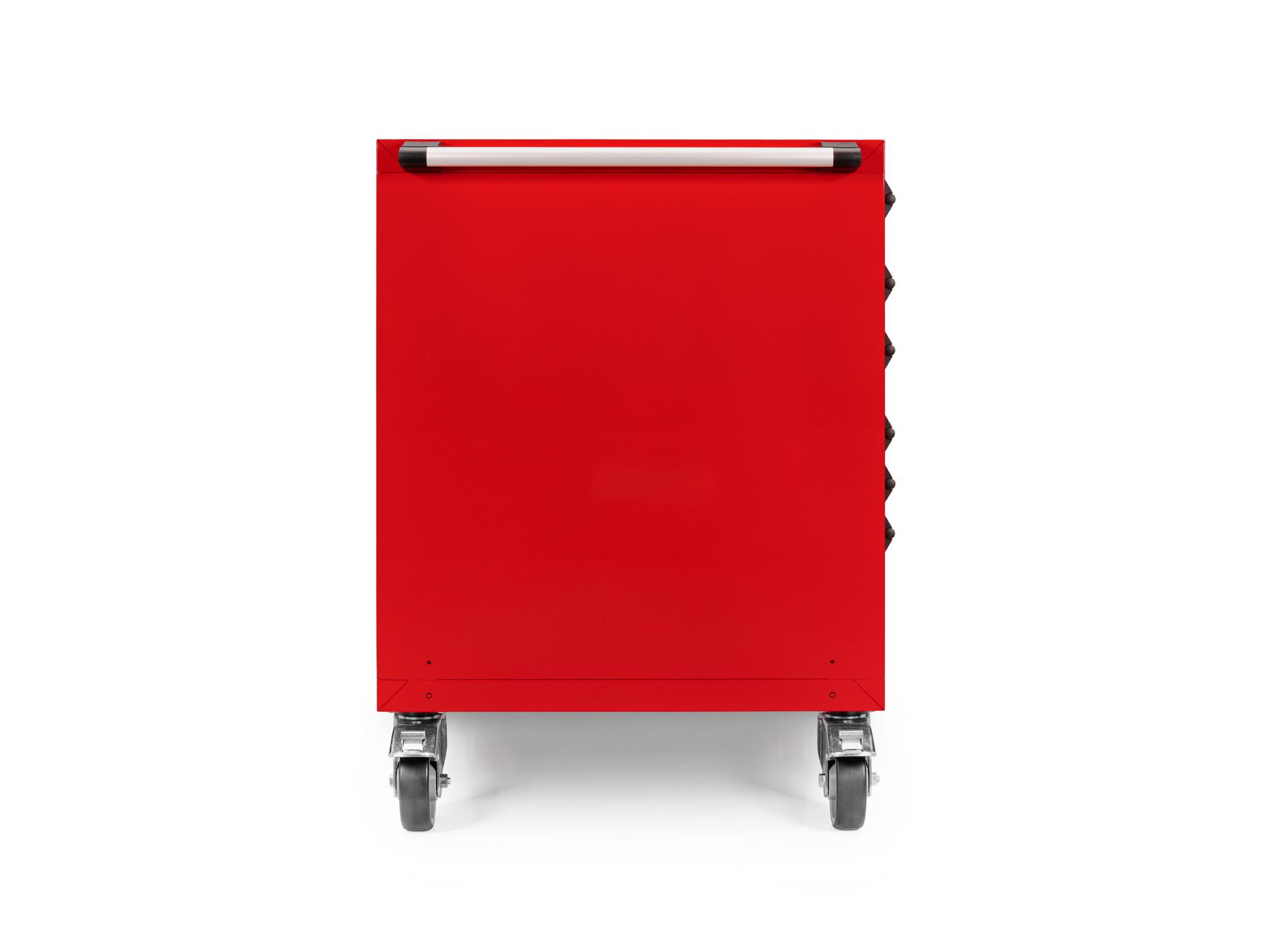 Side view of red Tekton tool cabinet. Item #OCL64200