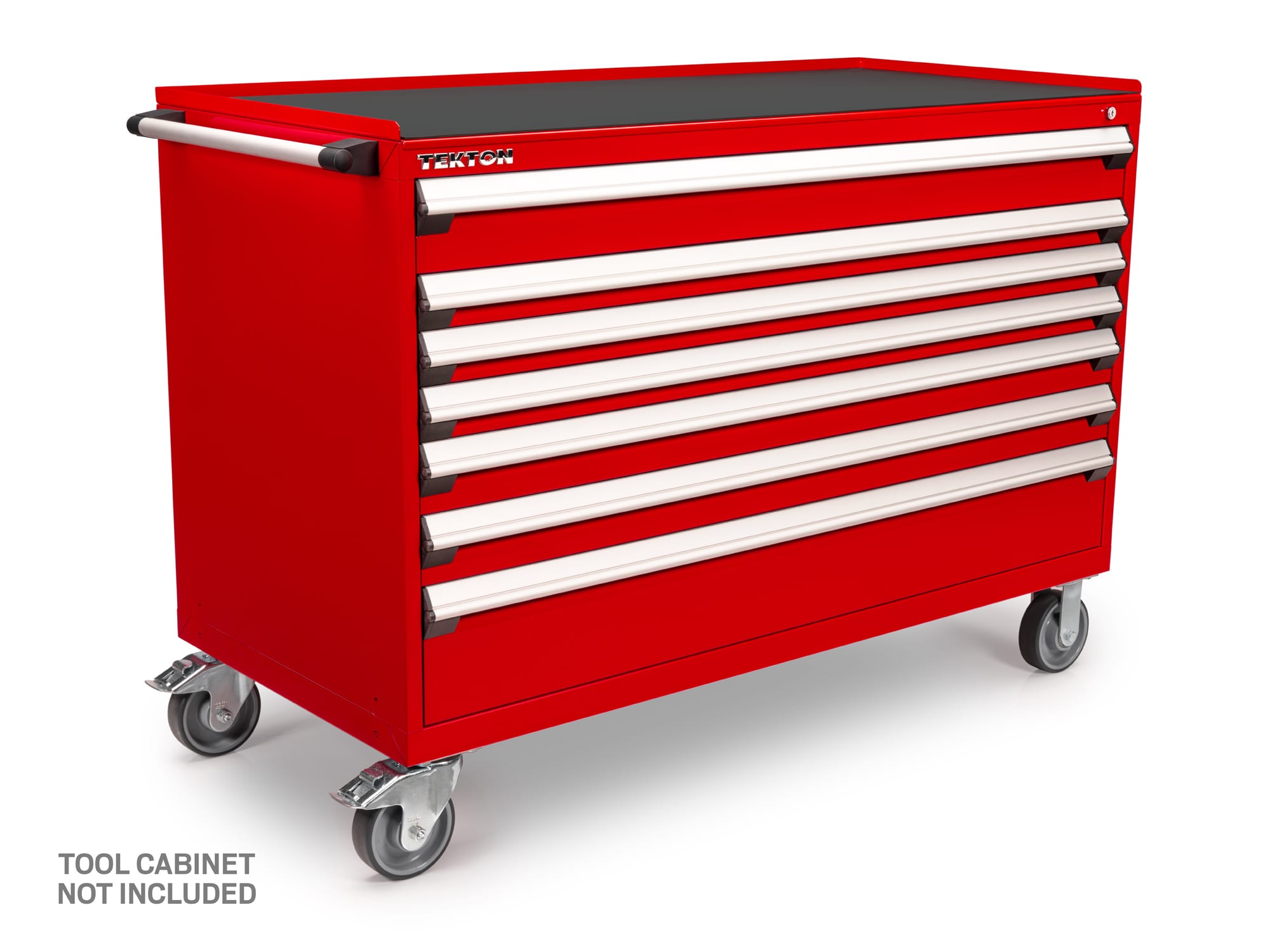 Add a 14-gauge painted red steel top to your Tekton tools cabinet. A 1-inch retaining lip wraps around three sides. Includes 1/8 inch thick neoprene mat. OCT63120.