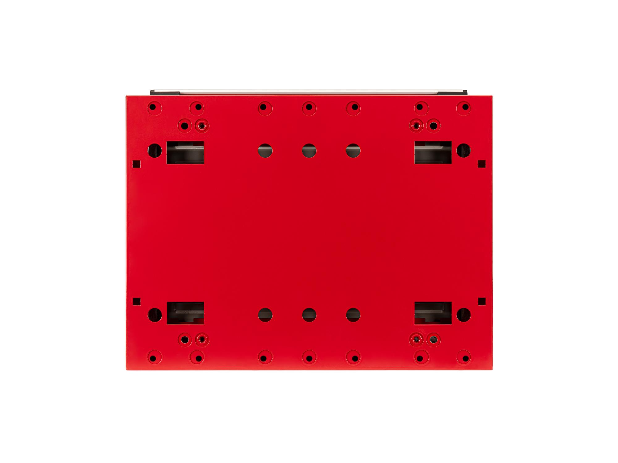 Bottom view of red Tekton tool cabinet. Item #OCU10201