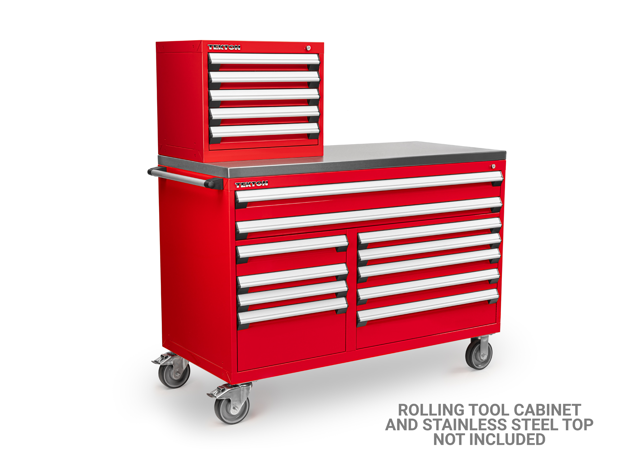 Upper tool cabinets feature five full-extension drawers, each with a 400 lb. weight capacity. Made in Canada. OCU10201.