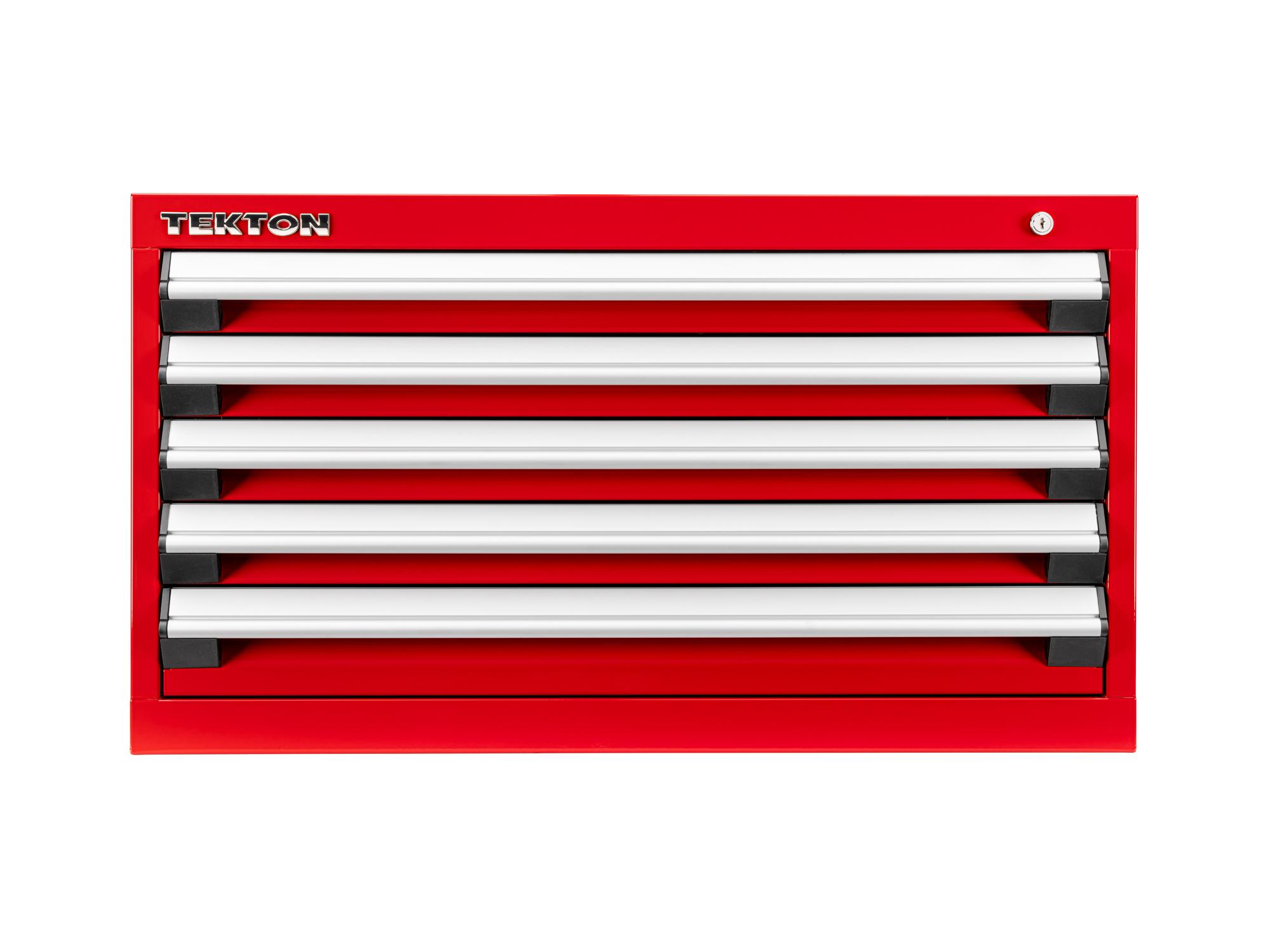 Front view of red Tekton tool cabinet. Item #OCU30201