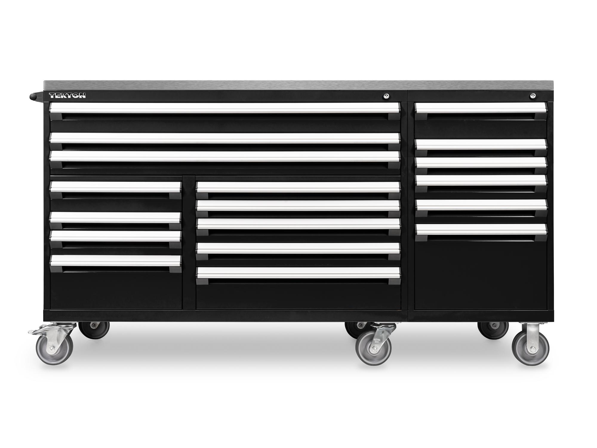 Front view of Tekton black cabinet tool cabinet set. Item #OCC84403
