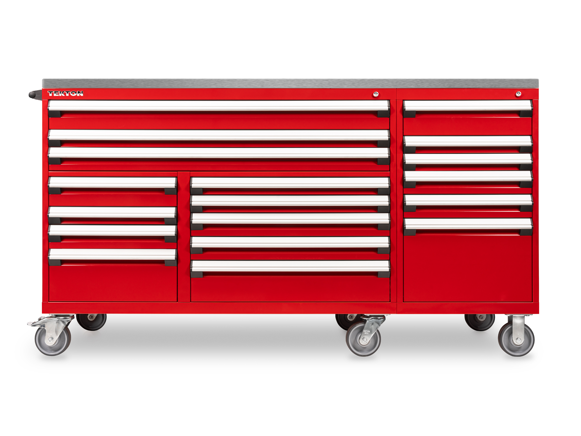 Red 18-Drawer Split Bank Cabinet (84 W x 30 D x 47.2 H in.) | TEKTON