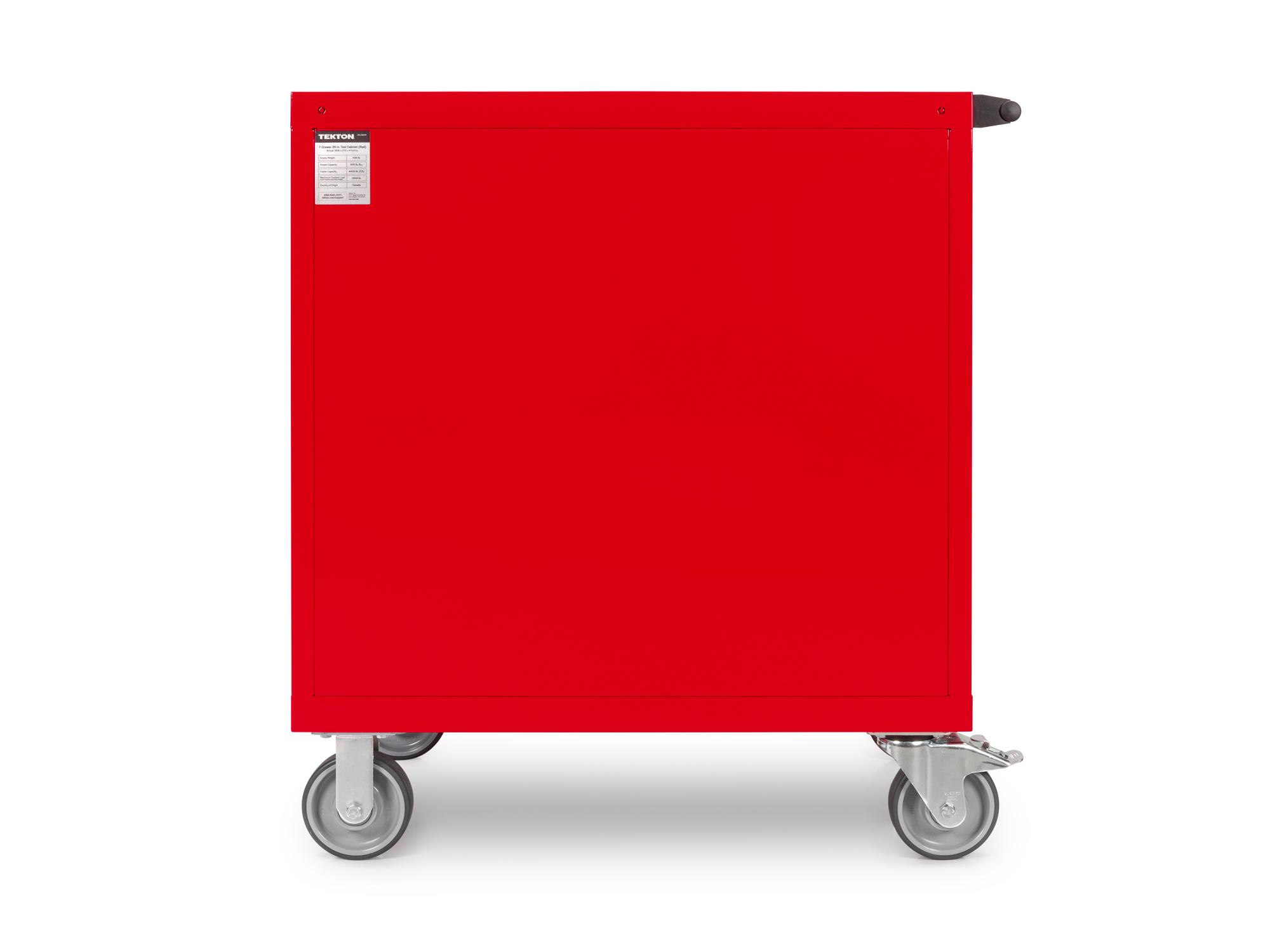 Back view of red Tekton tool cabinet. Item #OCL33200