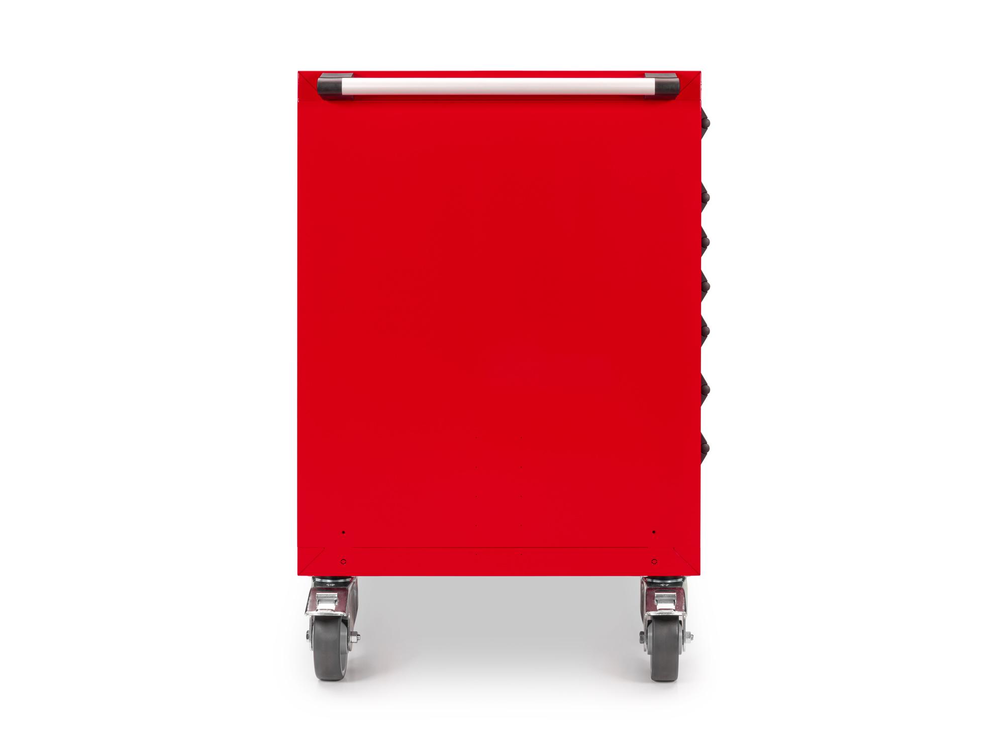 Side view of red Tekton tool cabinet. Item #OCL33200