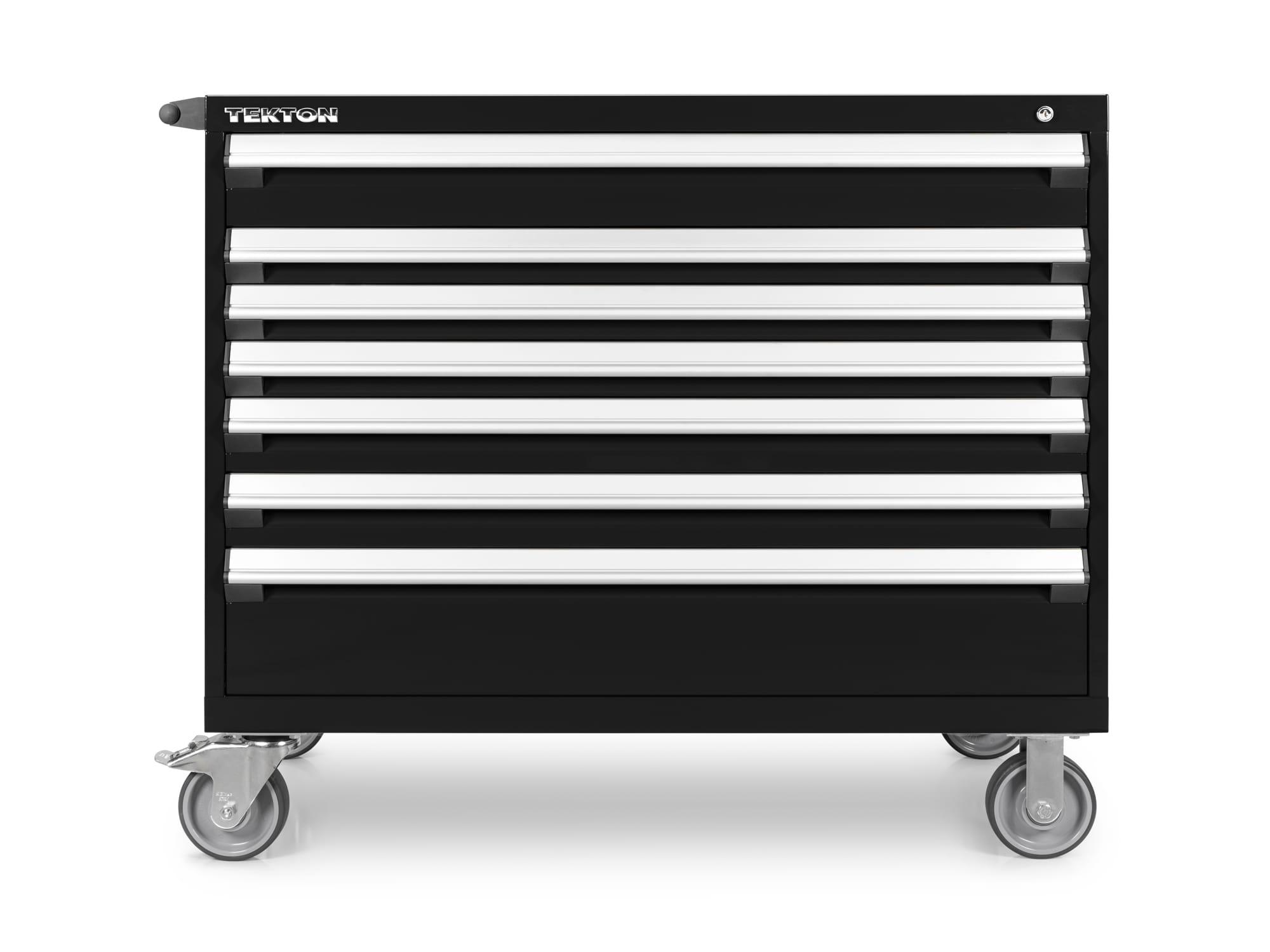 Front view of black Tekton tool cabinet. Item #OCL43100