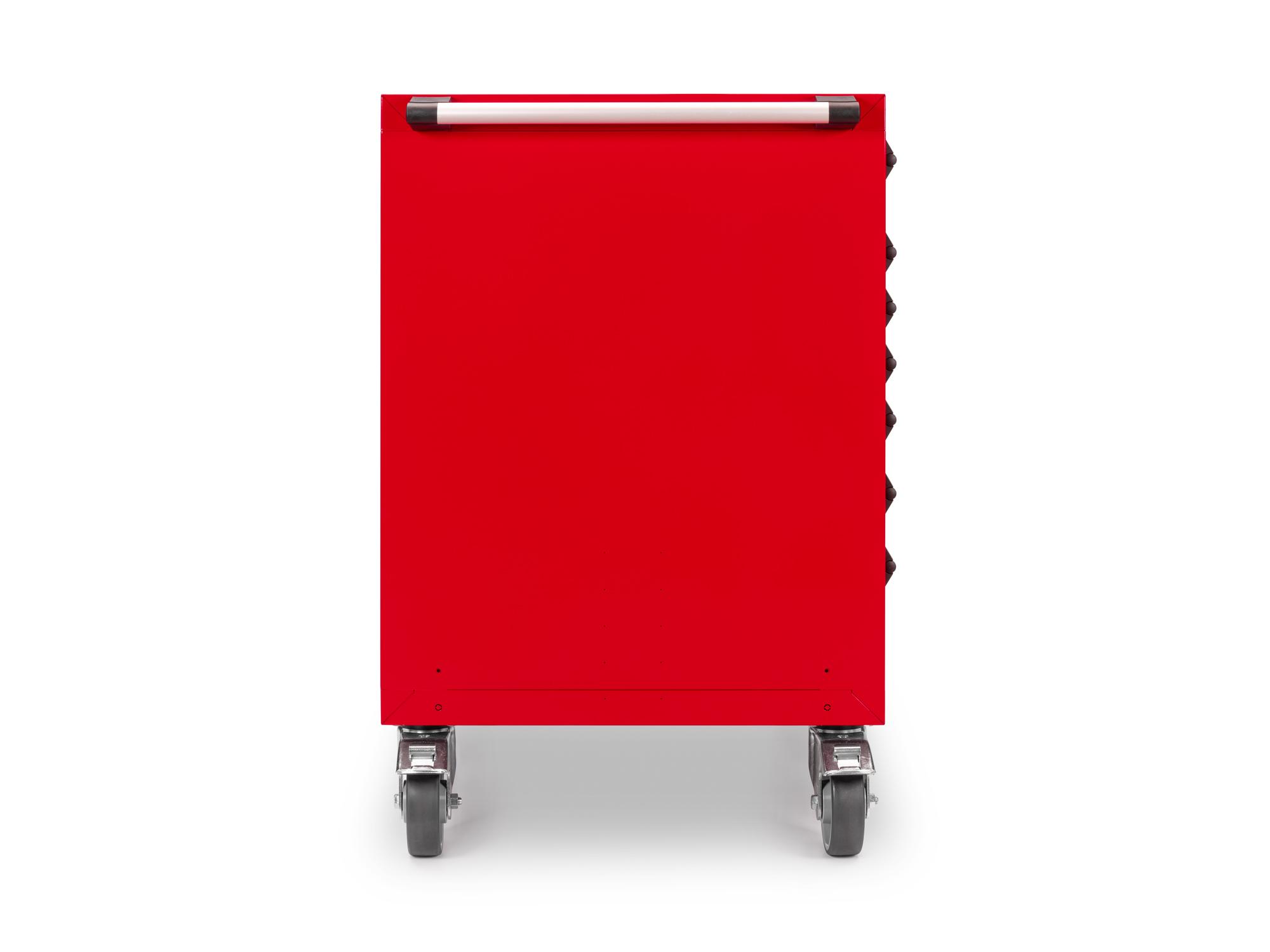 Side view of red Tekton tool cabinet. Item #OCL43200